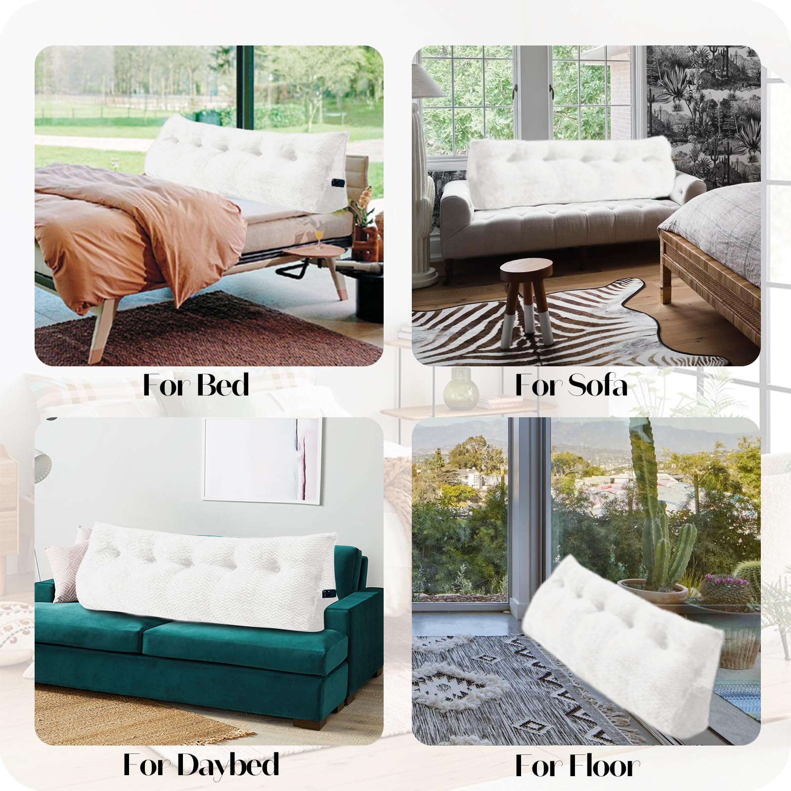 Large Bolster Triangular Headboard Wedge Pillow - Adjustable Backrest Support for Daybeds, Reading & Relaxing - Removable Washable Cover - Perfect for Bedroom, Living Room & Dorm Comfort
