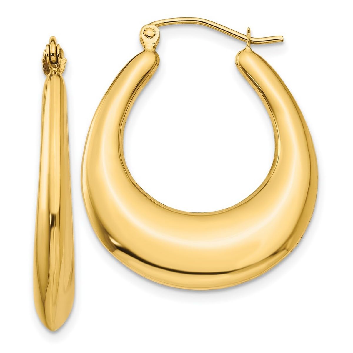 14K Yellow Gold Hollow Hinged Post Polished Hoop Earrings for Women - 30x4.5mm Wide, Lightweight & Comfortable - Perfect for Everyday Wear, Office, Parties & Special Occasions