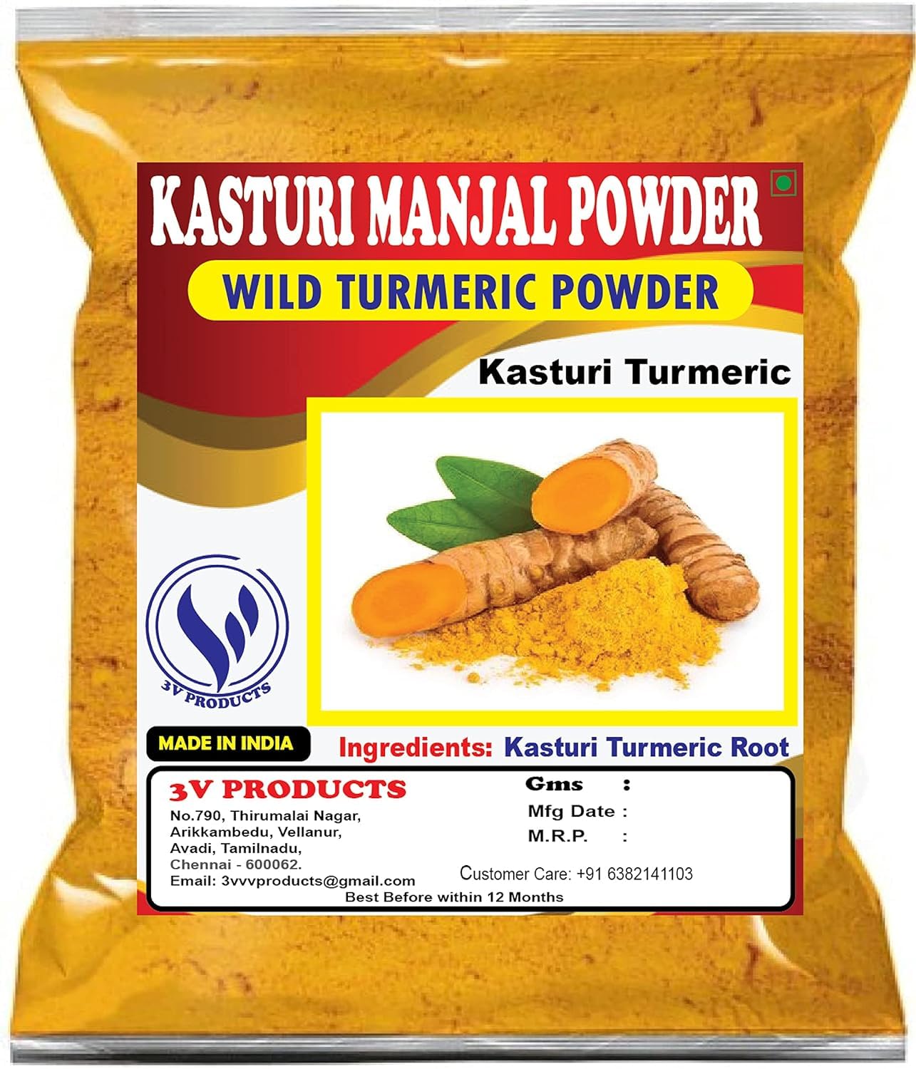 Organic Kasturi Turmeric Powder for Skin Care & Face Brightening - 100g | Pure Haldi Powder for Glowing Complexion & Acne Treatment | Perfect for DIY Face Masks & Ayurvedic Beauty Rituals