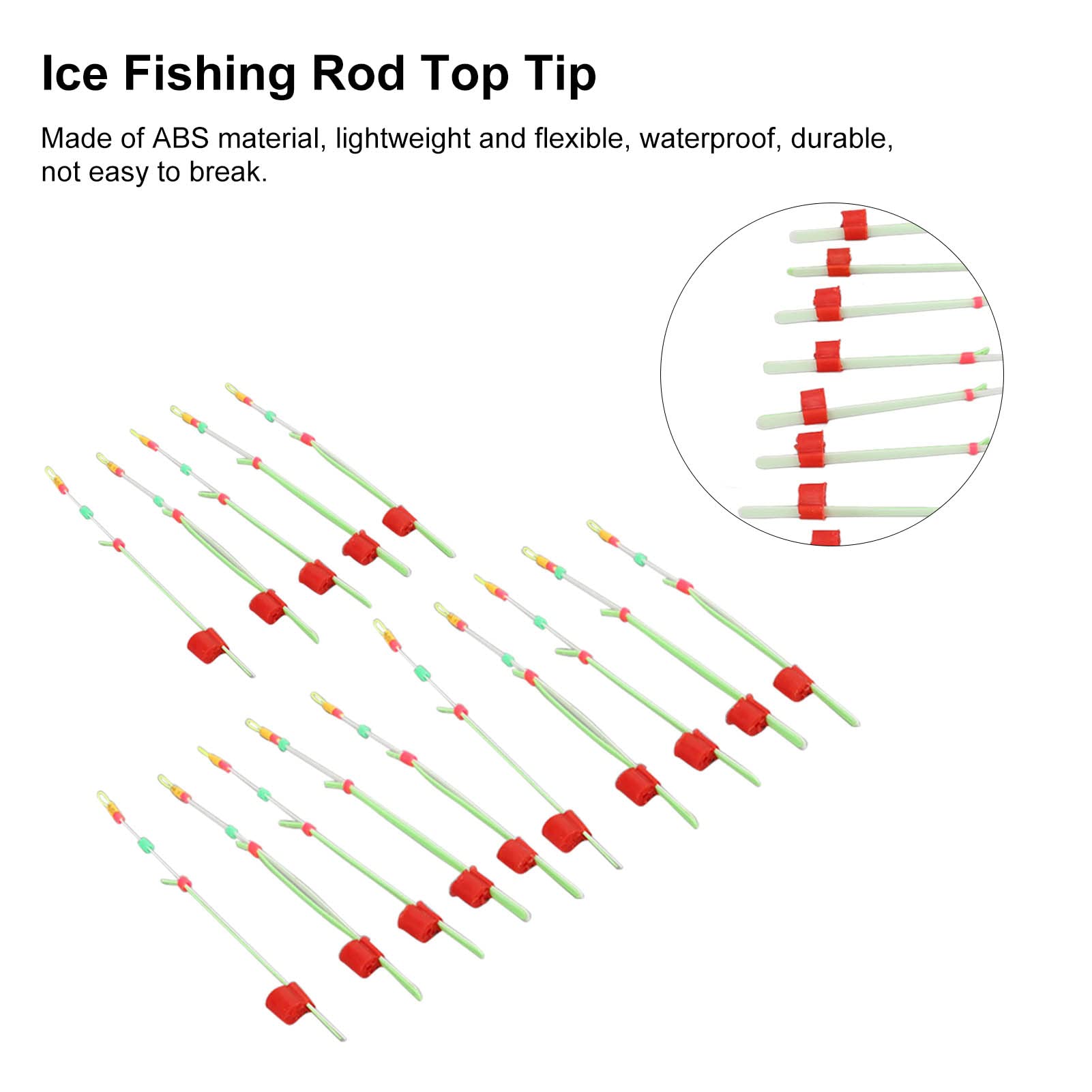 15Pcs Ice Fishing Rod Top Tips - Portable Mini Winter Fishing Pole Tip Accessories for Ice Fishing Tackle - Great for Ice Angling, Winter Fishing & Outdoor Adventures
