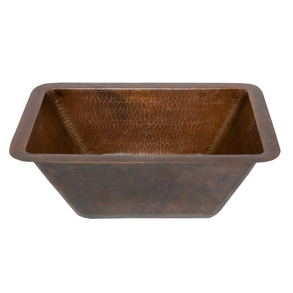 Premier Copper Products BRECDB3 17-Inch Rectangle Copper Kitchen Sink with 3.5-Inch Drain Size, Oil Rubbed Bronze Finish - Perfect for Farmhouse, Rustic & Modern Kitchen Designs