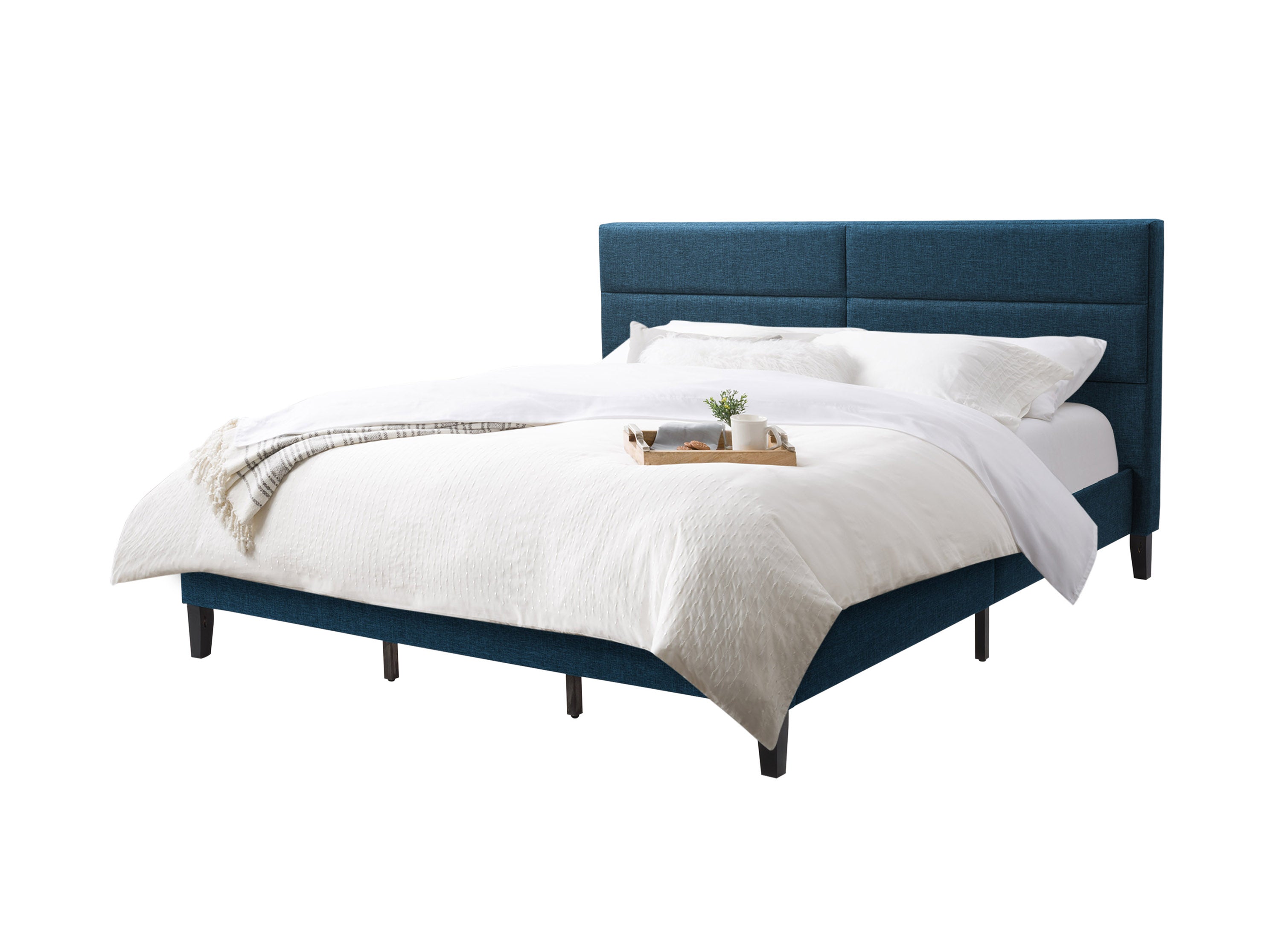 Luxury Upholstered Bed Frame - Queen Size, Soft Fabric Headboard, Sturdy Wooden Base - Perfect for Master Bedroom, Guest Room & Modern Home Decor
