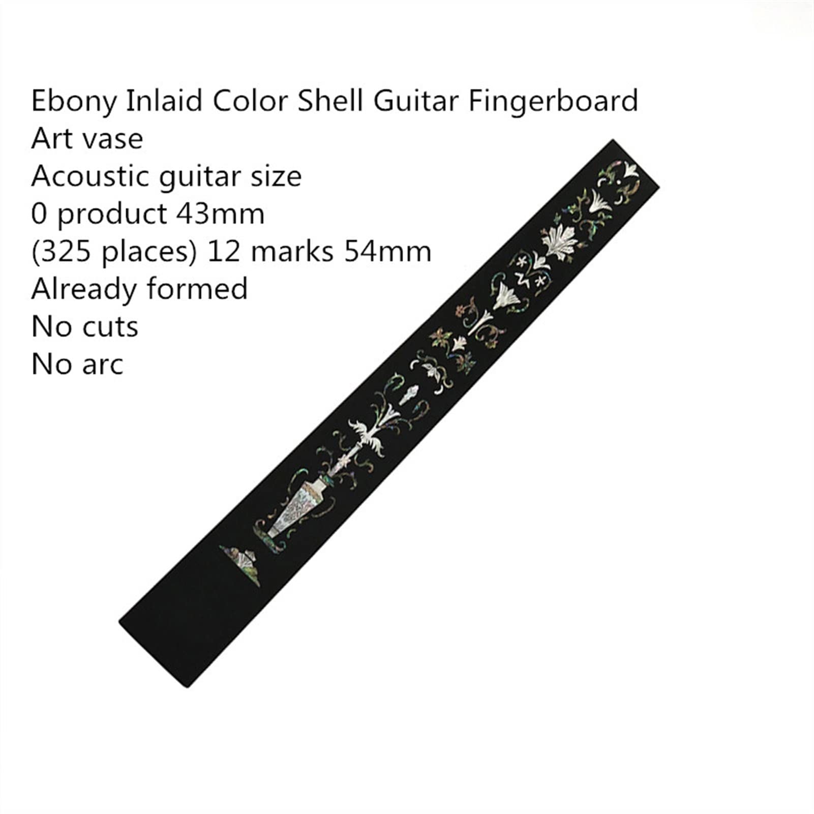 Premium Ebony Guitar Fretboard with Shell Mosaic Inlay - Handcrafted for Classical, Acoustic & Electric Guitars - Perfect for Upgrades, Repairs & Custom Builds - Ideal for Musicians, Luthiers & DIY Guitar Projects