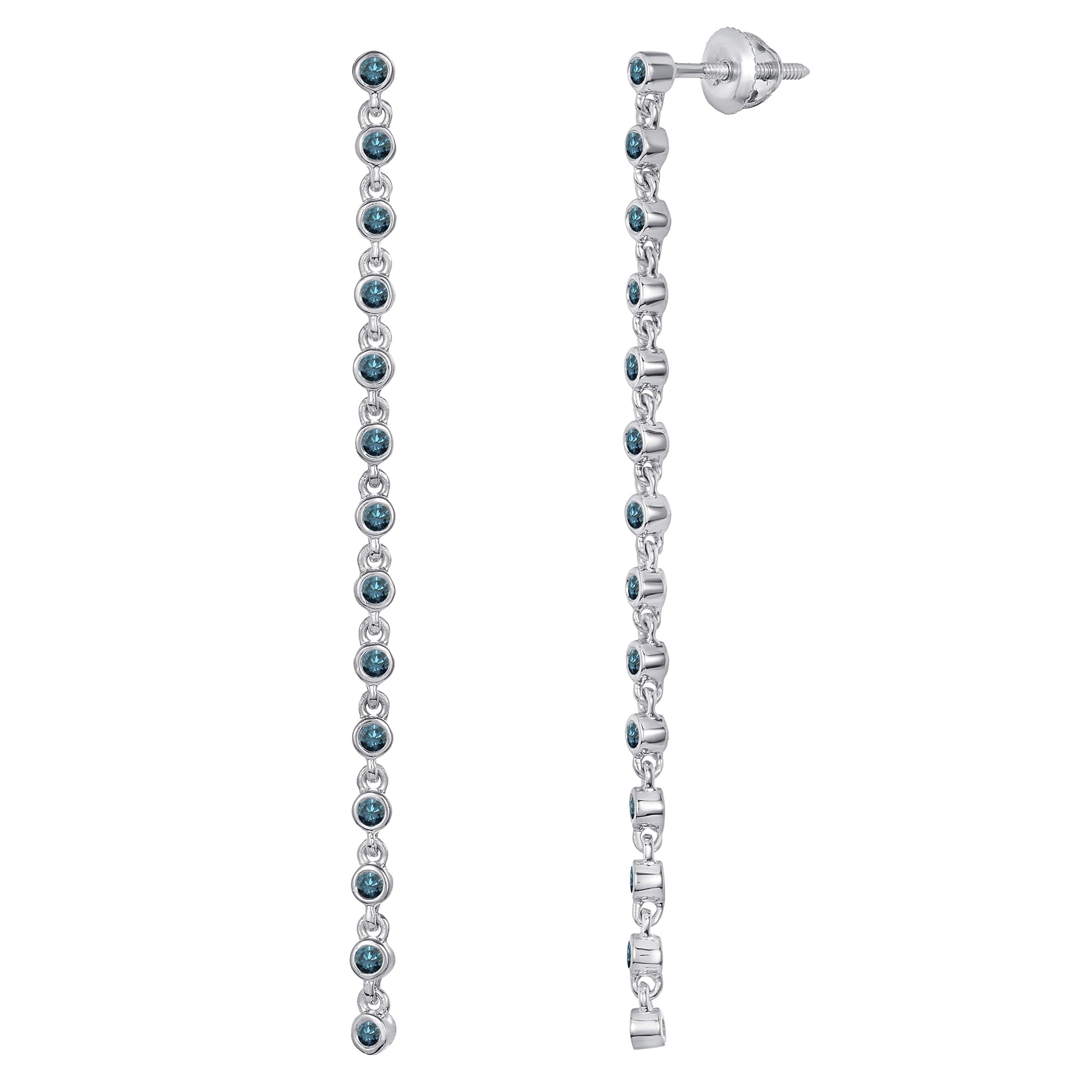 Dazzlingrock Collection 14K Gold Round Gemstone or Diamond Linear Bar Drop Earrings for Women | Elegant Party & Wedding Jewelry Gift