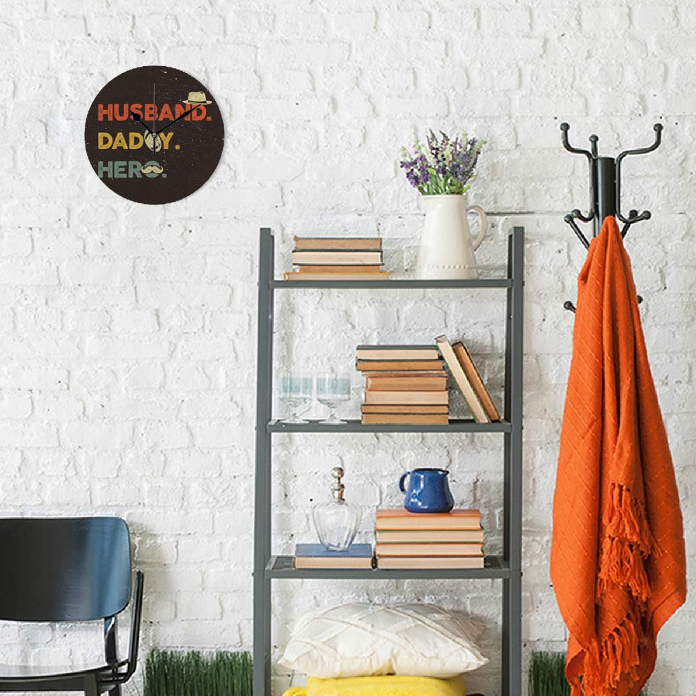 10 Inch Silent Round Tabletop/Wall Clock - Creative Home Decor for Living Room, Bedroom, Office & School - Perfect Gift for Husband, Dad & Everyday Heroes