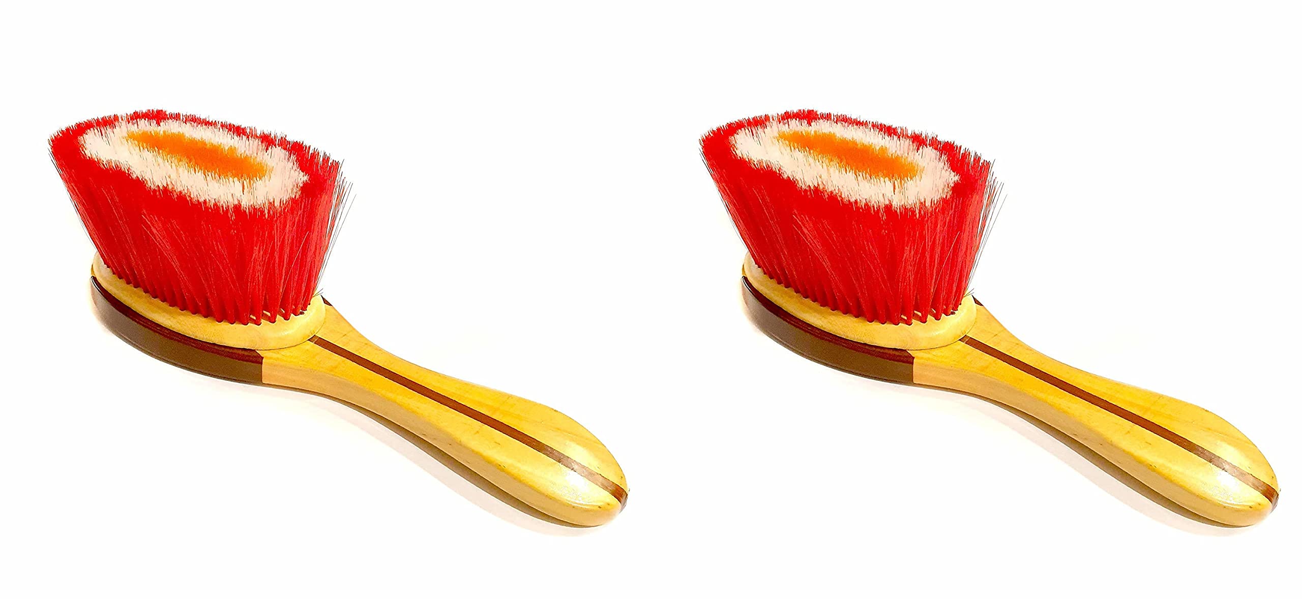 KHUSHI 2-Piece Parlor Hair Duster Brush Set - Wooden Handle Neck Duster & Powder Cleaning Brush for Salon & Home Use - Professional Styling & Makeup Tools