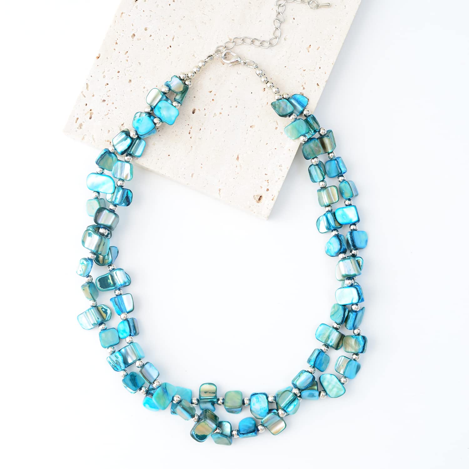 Boho Layered Shell Beaded Necklace - Handmade Colorful Beaded Choker for Women | Beach Vacation, Summer Festival & Boho Chic Outfit Jewelry