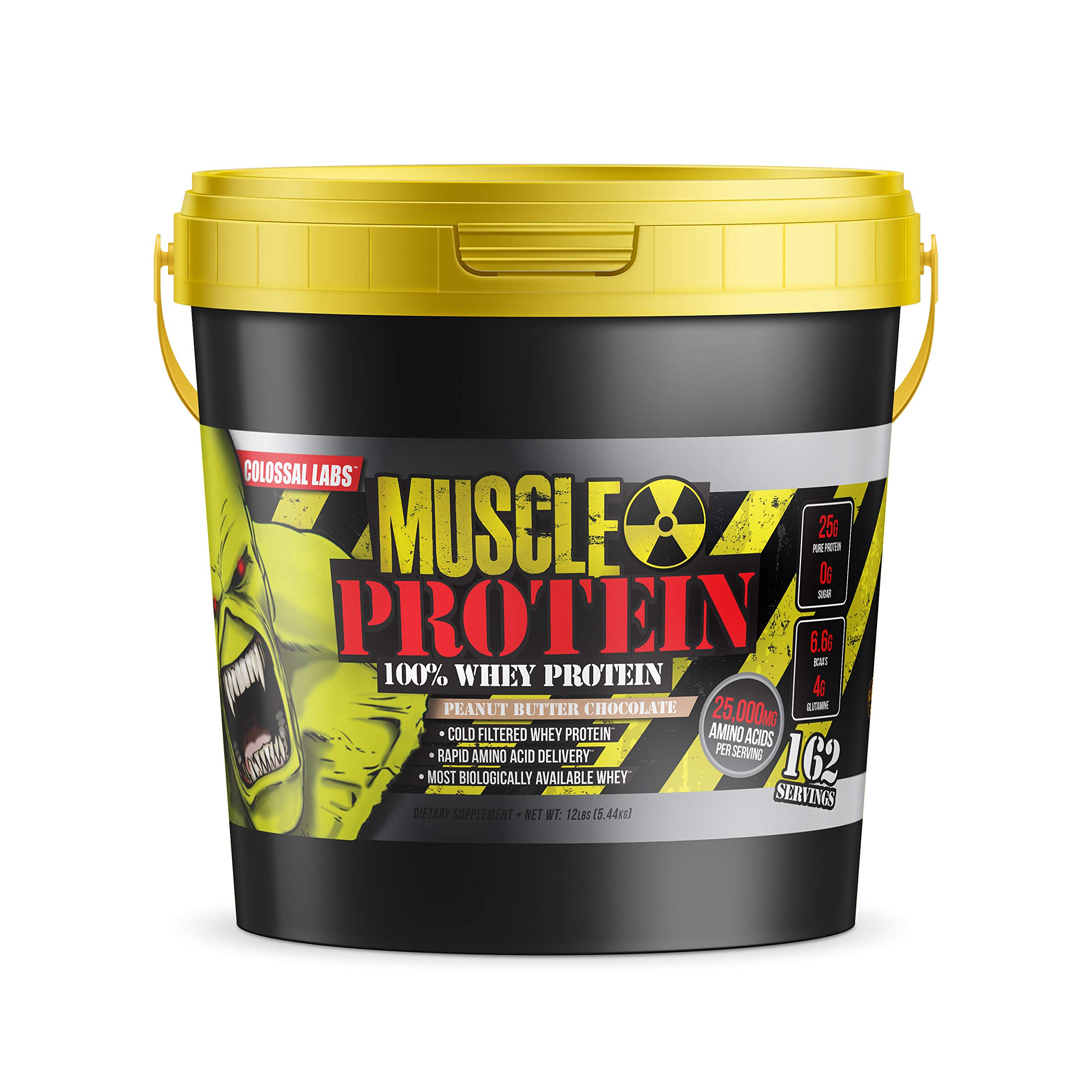 Muscle Protein Whey Powder 5 lbs - Cold Filtered, 25g Pure Protein, 6.6g BCAAs, Peanut Butter Chocolate Flavor | Post-Workout Recovery & Muscle Building Supplement for Athletes & Fitness Enthusiasts