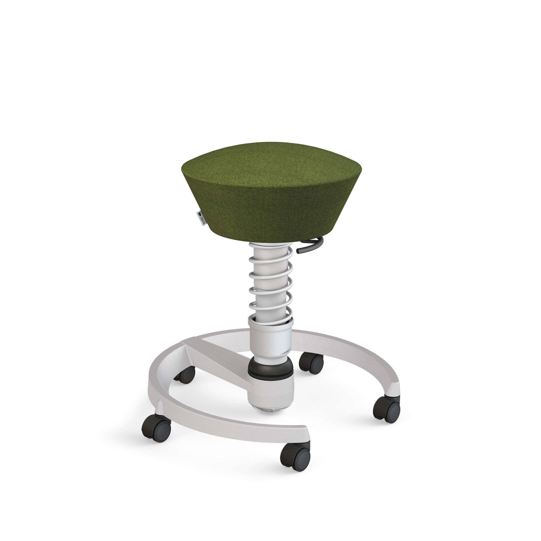 Aeris Swopper Active Sitting Stool with Casters - Light Grey Metallic Finish for Office, Home & Ergonomic Workspace