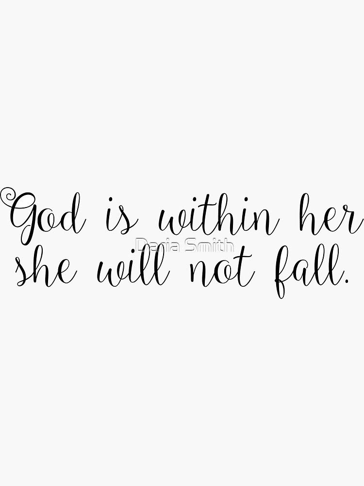 God is Within Her She Will Not Fall Sticker - Waterproof Vinyl Decal for Hydro Flask, Laptop, Skateboard - Inspirational Quote Stickers for Women, Bible Verse Decals for Water Bottles, Journals & DIY Projects