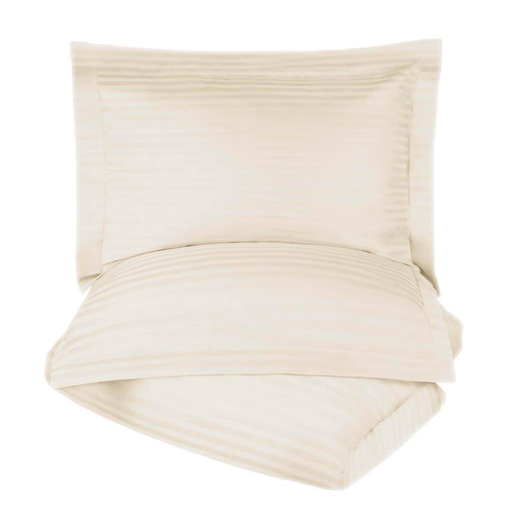 Luxury Egyptian Cotton 600 Thread Count Duvet Cover Set - Queen Size, Striped Design for Bedroom Decor | Soft & Breathable Bedding Set for Hotels, Guest Rooms & Master Bedrooms