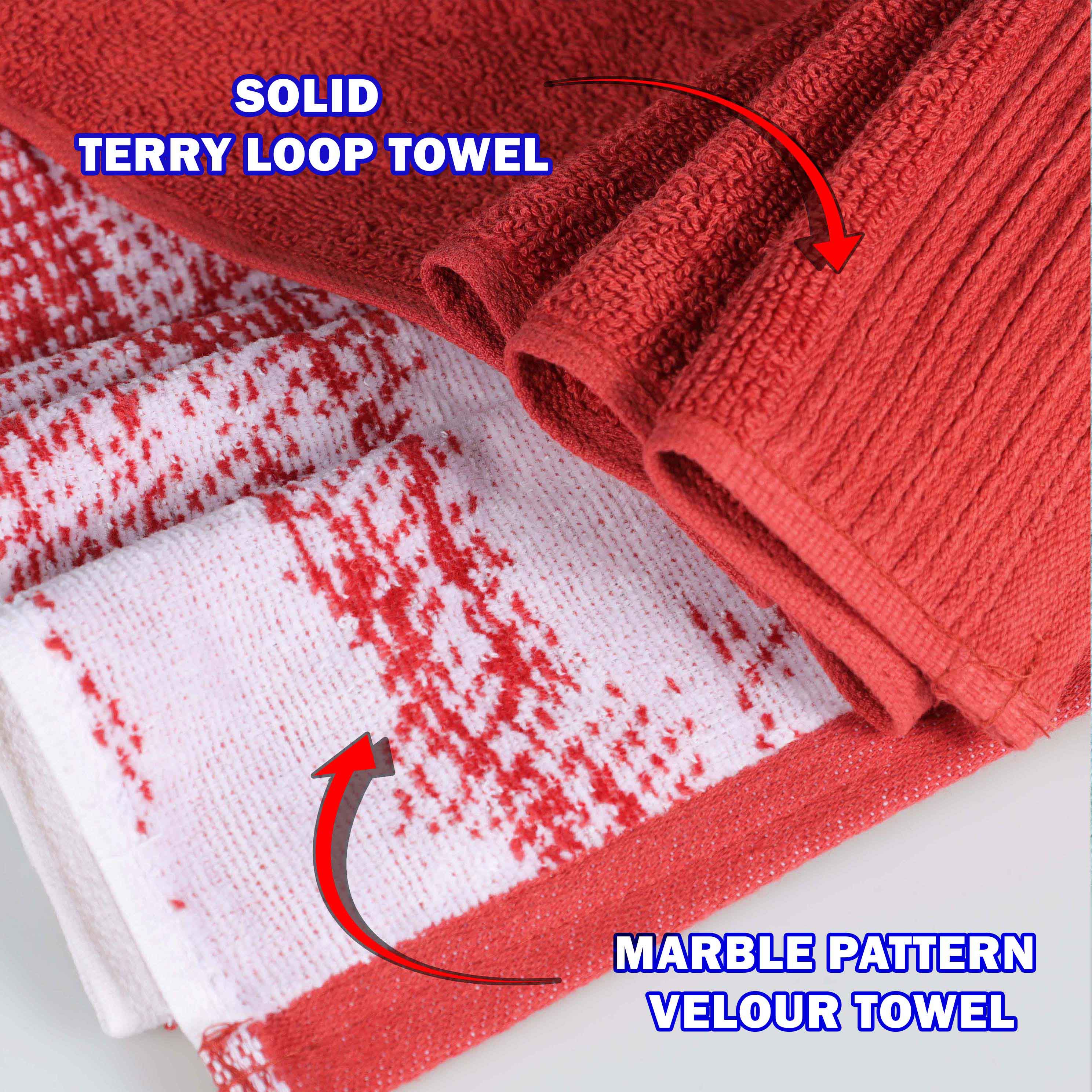 Premium 4-Piece Cotton Bath Towel Set - Soft & Absorbent Solid & Marble Design - Perfect for Spa, Bathroom & Luxury Home Decor