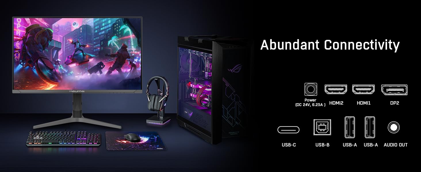 Haurve 32 Inch UHD 4K 144Hz Gaming Monitor with Height Adjustable Stand - 90W Power Delivery, HDMI 2.1, DisplayPort 1.4, USB-C, Built-in Speakers, 0.5ms Response, 3840x2160 Resolution (HG3214K) - Perfect for Esports, PC Gaming & Home Office Setup