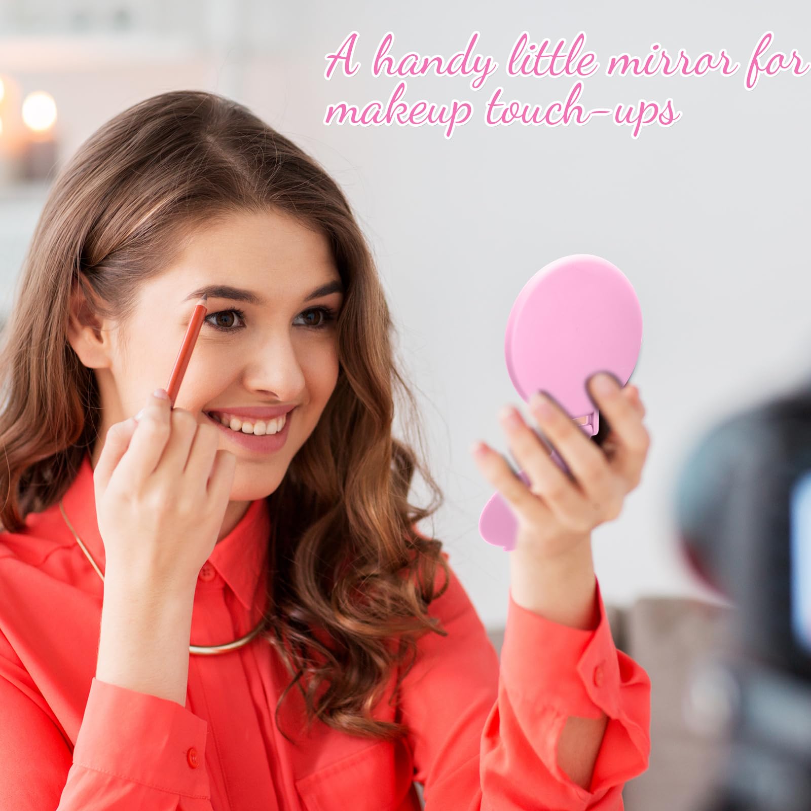 24-Piece Bulk Mini Compact Mirror Set - 2.8 x 2.4 Inch Round Portable Folding Travel Makeup Mirror (Pink) - Perfect for Homeless Shelters, Travel, Gym, Purse & Emergency Kits