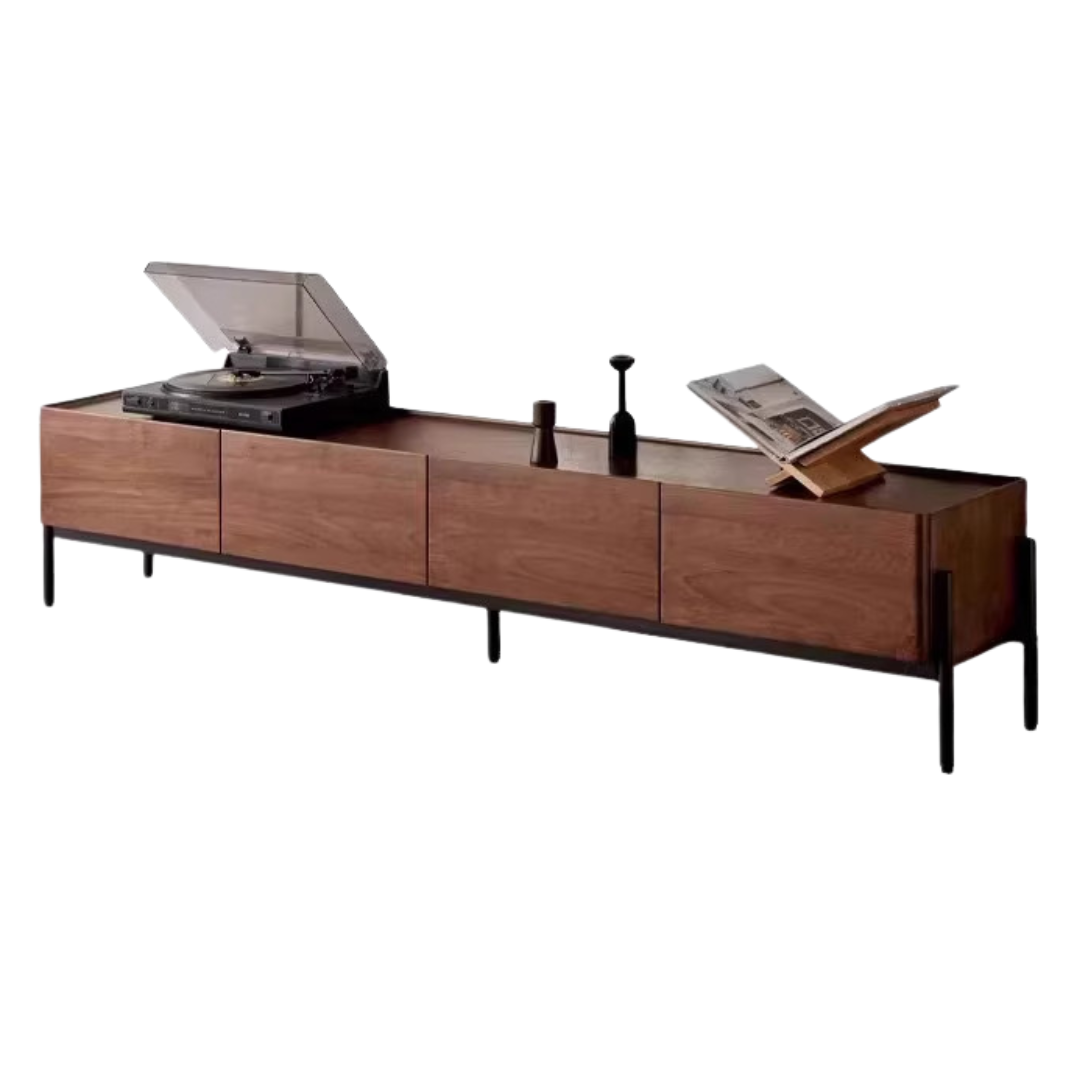 Black Walnut Solid Wood TV Stand - Modern Entertainment Center for Living Room, Bedroom, Home Theater | Durable Hardwood Media Console with Storage Shelves | Perfect for TV, Gaming, Streaming & Home Decor