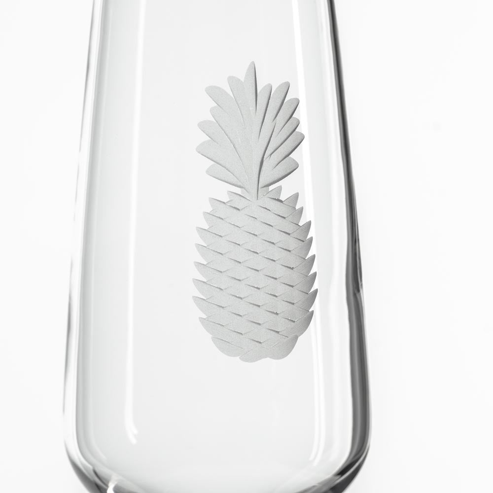 Fresh Pineapple 5.75oz Champagne Flutes - Set of 2 Elegant Glassware for Weddings, Parties & Romantic Dinners | BPA-Free & Dishwasher Safe