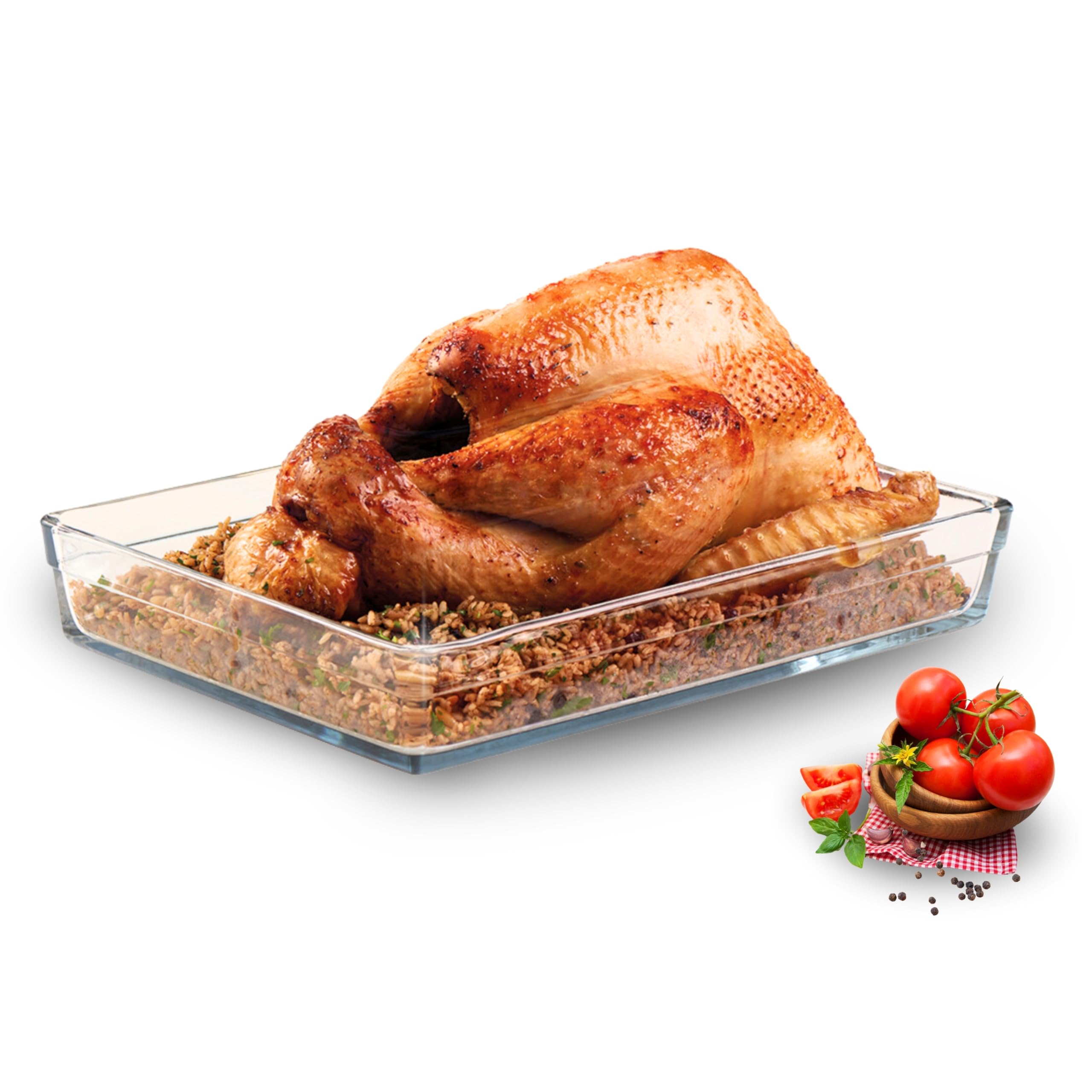 Premium Borosilicate Glass Roaster Baking Dish - 10x14 Inch, 4.5 Quart Oven-Safe Casserole Pan - Rectangular Heat-Resistant Baking Tray for Cooking & Serving - Perfect for Roasting, Baking Casseroles, Meal Prep & Holiday Dinners