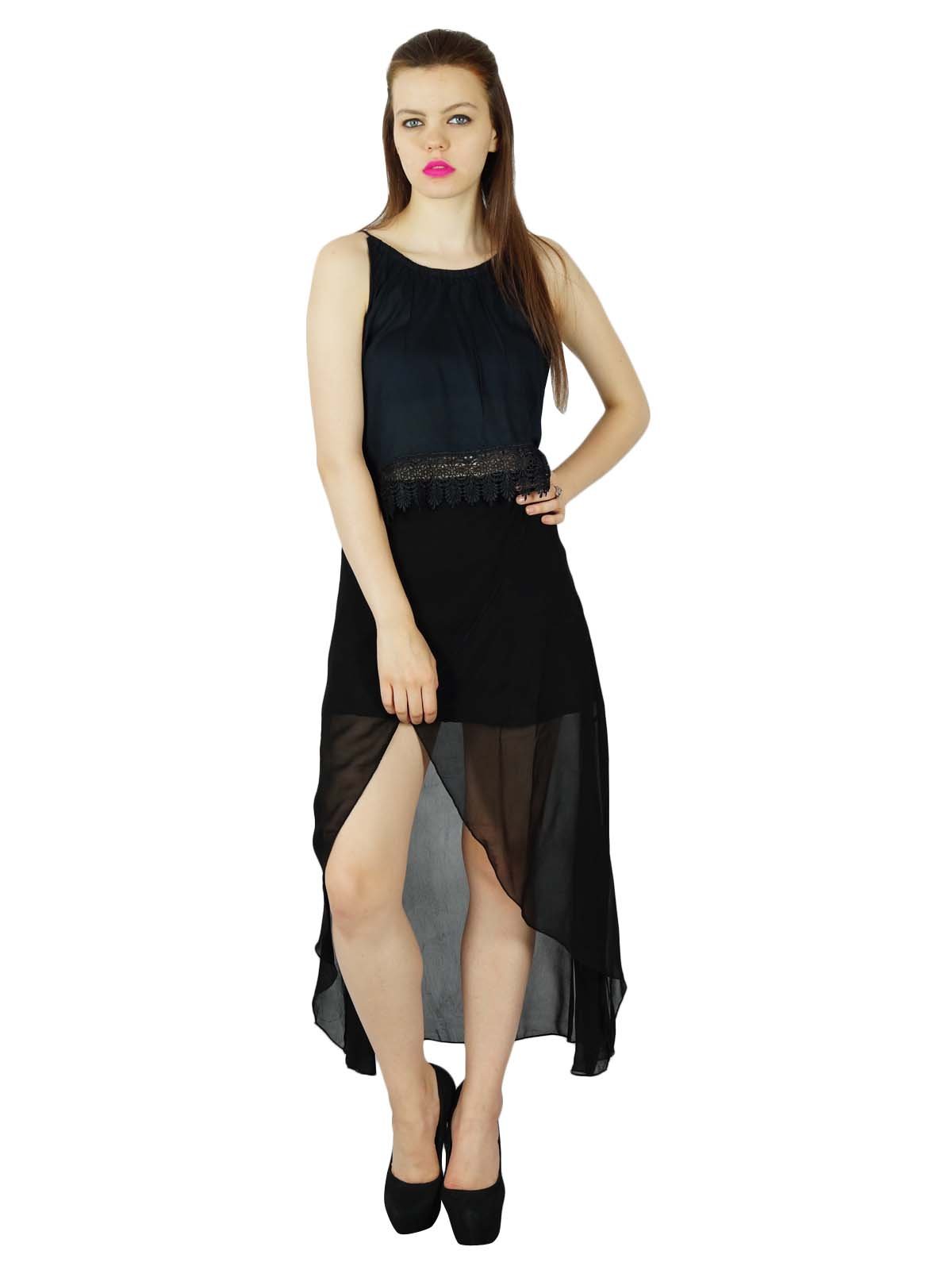 Bimba Women's High Waist Asymmetric Maxi Skirt - Sexy Solid Summer Skirt for Casual Wear | Perfect for Beach Vacations, Date Nights & Summer Outfits