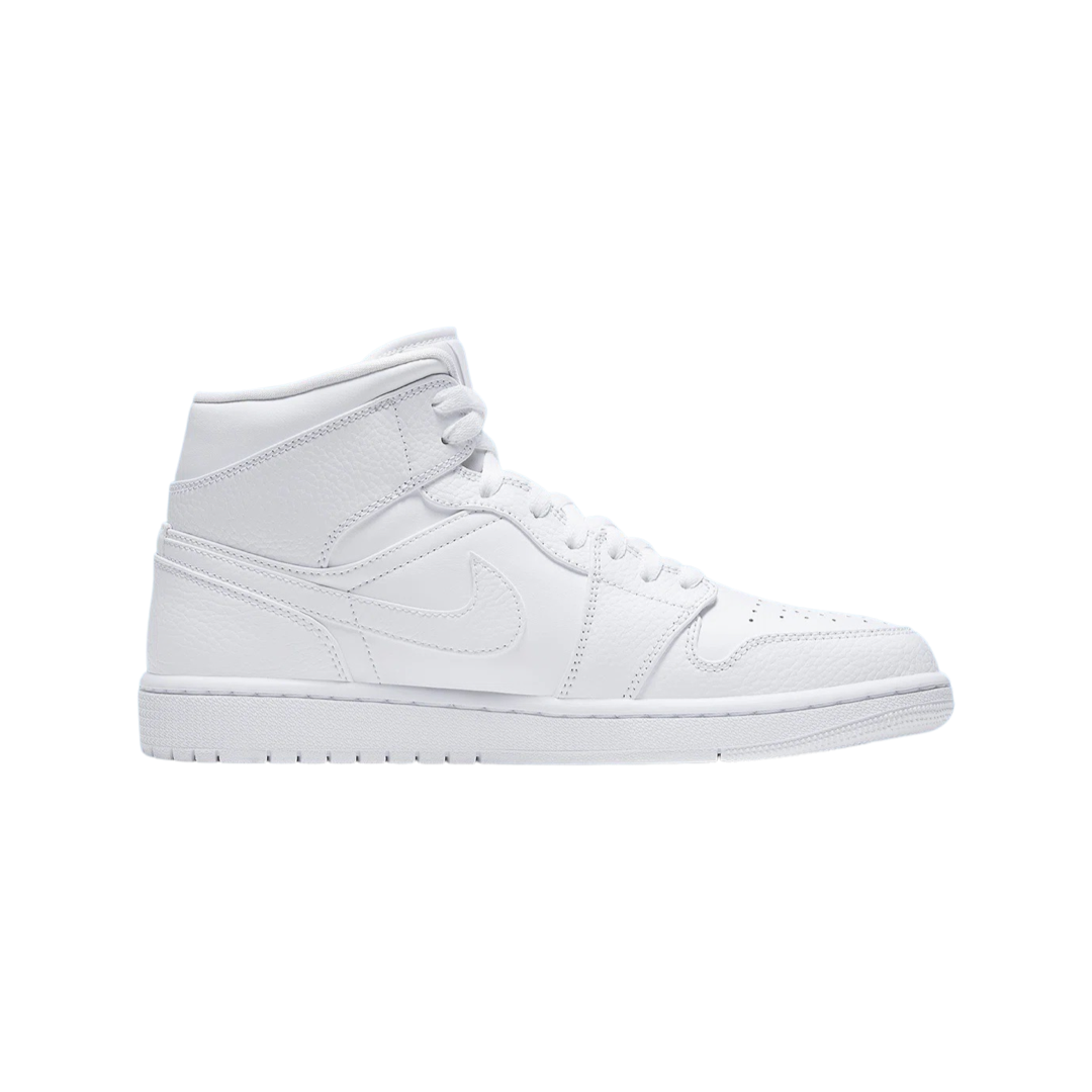 Air Jordan 1 Mid Triple White Sneakers - Men's Basketball Shoes for Casual Wear & Street Style | Perfect for Everyday Fashion & Sports Enthusiasts