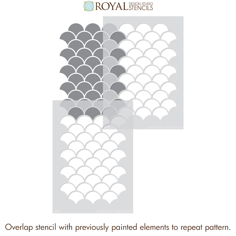 Moroccan Scallops Furniture Stencil - Reusable DIY Home Decor Template for Wood, Walls & Fabric - Perfect for Boho, Farmhouse & Coastal Style Decorating