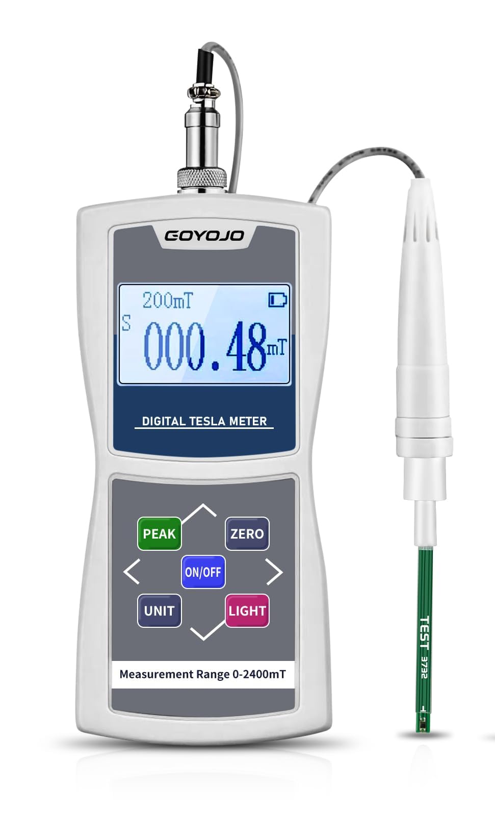 High-Accuracy Digital Gauss Meter 0-2400mT with Metal Probe - Portable Magnetic Field Tester for Motors, Magnets & Industrial Use | Auto Data Recording, N/S Polarity Detection | Perfect for Lab Testing, Quality Control & DIY Projects