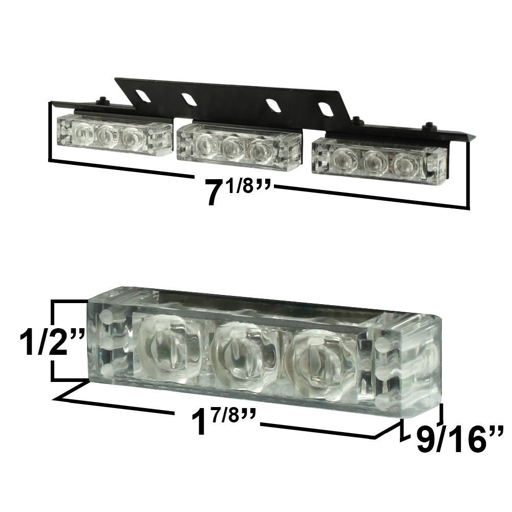 18 x Ultra Bright Blue LED Emergency Warning Flashing Strobe Light Bar for Windshield & Dash Grille - Perfect for Police, Security, Construction & Emergency Vehicles