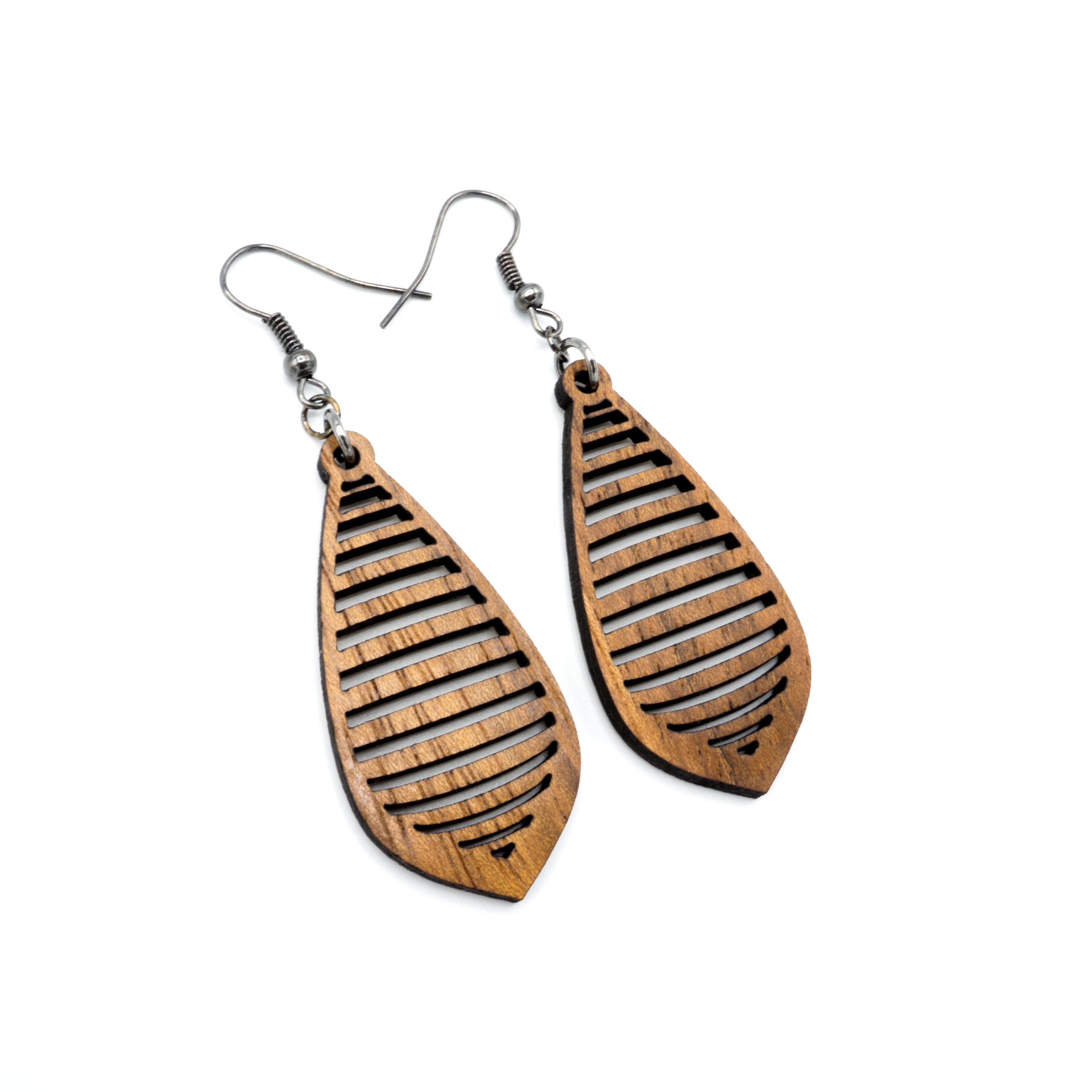 Gem Point 12 [S] Wooden Earrings - Handcrafted Jatoba Wood Dangle Earrings for Women | Boho Chic Jewelry for Casual Wear, Parties & Special Occasions