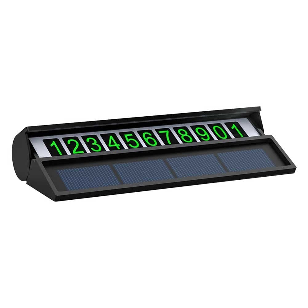 Solar Powered Temporary Parking Sign - Glow in the Dark Car Phone Number Plate with Durable PC Material | Easy to Install Interior Accessory for Luxury Vehicles | Perfect for Street Parking, Valet Services & Driveway Use