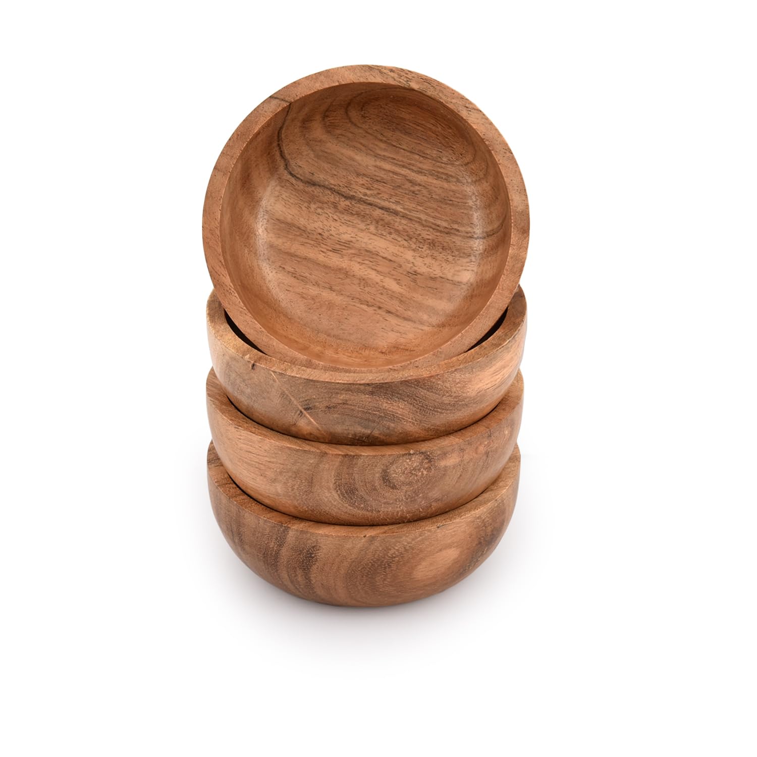 Premium Acacia Wood Small Bowls Set of 4 - 4