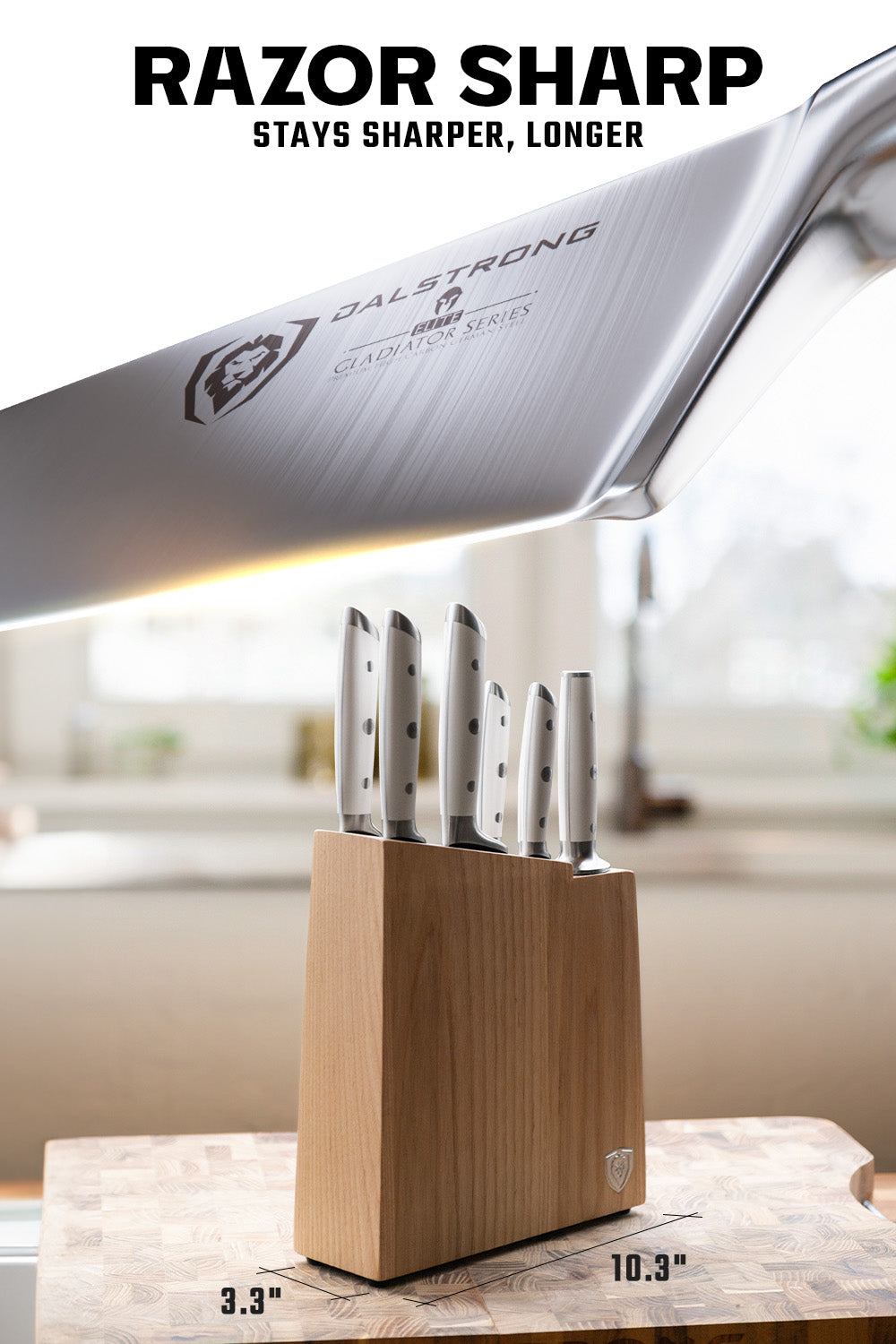 Dalstrong Gladiator Series 8-Piece NSF Certified Knife Block Set in White - Perfect for Home Chefs & Professional Kitchens
