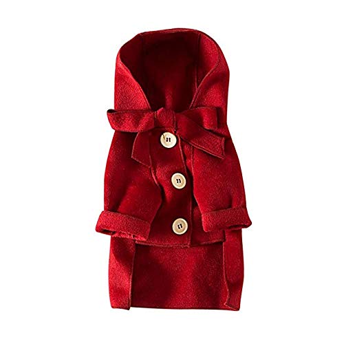 Warm Winter Dog Jacket with Hood - Cozy Fleece Snowsuit & Windbreaker for Small to Medium Dogs - Red, Large - Perfect for Cold Weather Walks & Outdoor Adventures