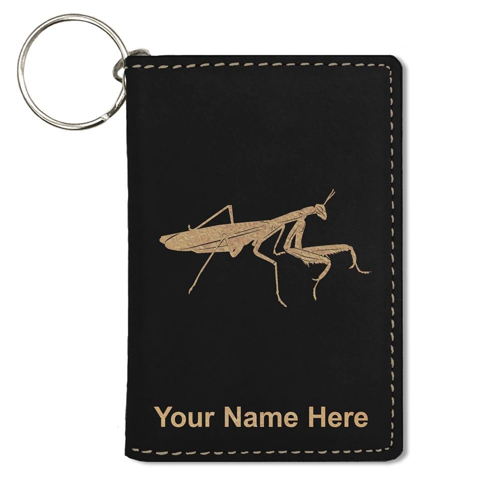 Personalized Engraved ID Holder Wallet - Praying Mantis Design for Credit Cards & IDs | Perfect for Travel, Work, and Everyday Use
