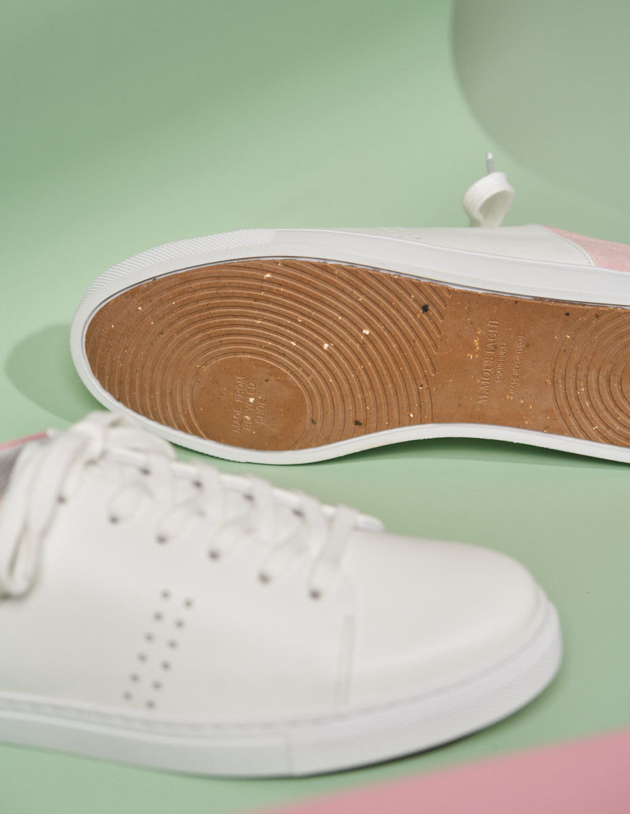 Renée White Leather and Rose Tie-Dye Canvas Low Baskets - Stylish and Comfortable for Casual Outings, Shopping, and Daily Wear