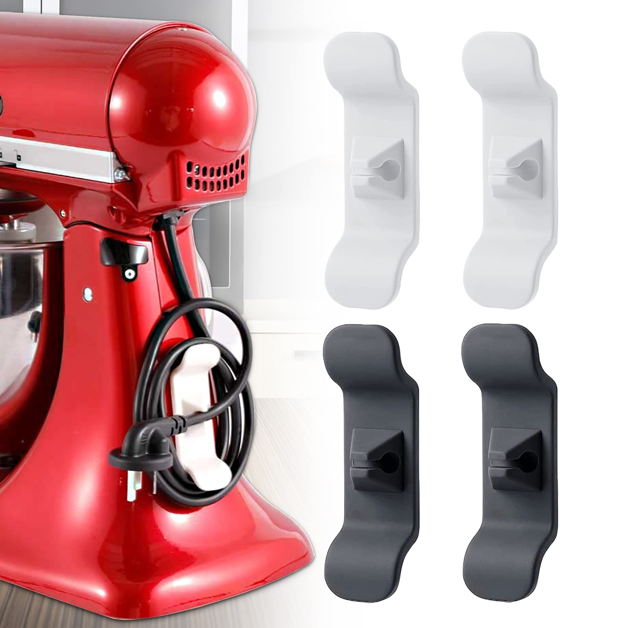 RAITVER 4 Pack Kitchen Cord Organizer - Universal Stand Mixer & Appliance Cord Wrapper for Coffee Maker, Pressure Cooker, Air Fryer - Neat Wire Storage Solution for Countertop Organization