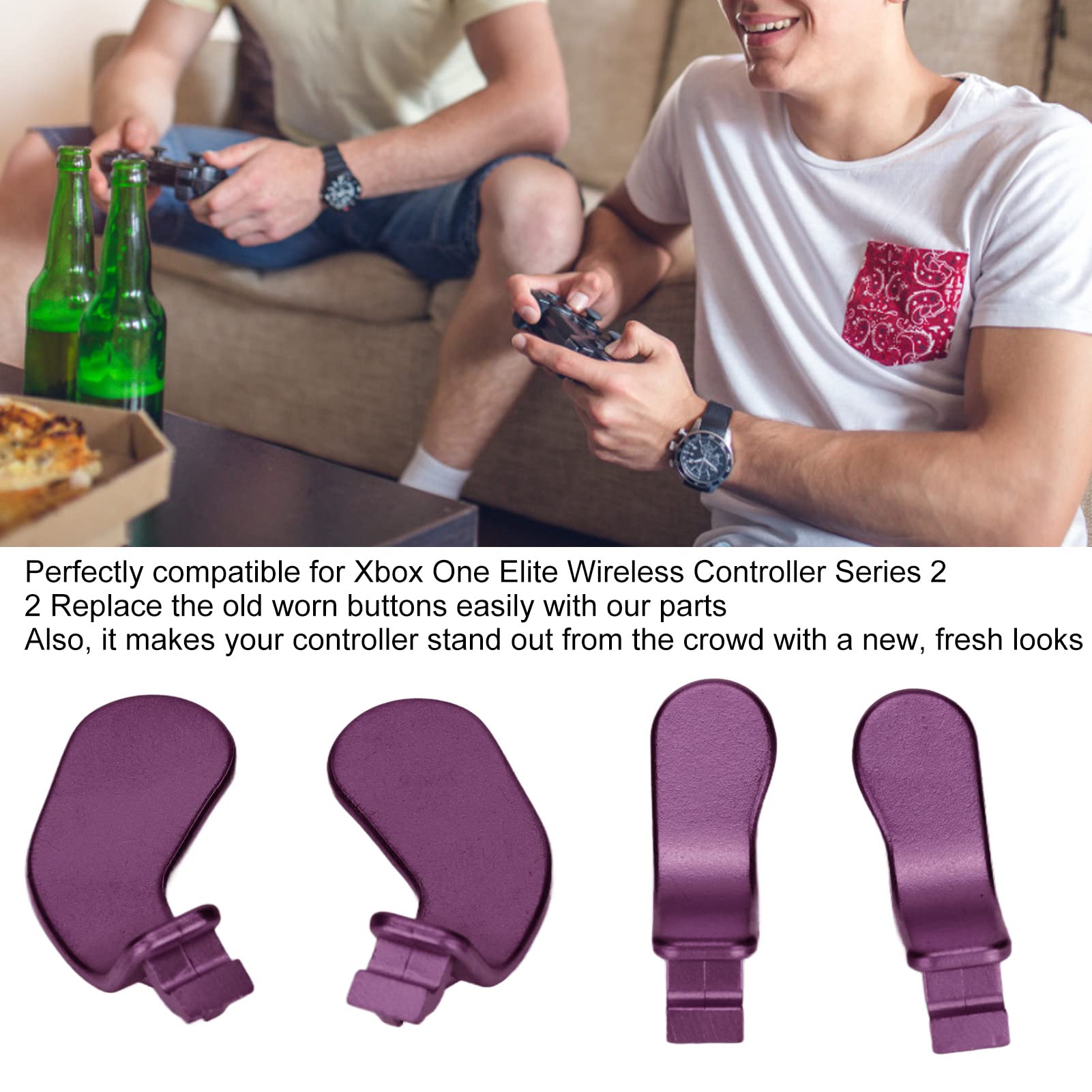 Premium Stainless Steel Controller Paddles - 4-Piece Replacement Parts for Elite Series 2 Controller (Purple) | Enhanced Gaming Control for Xbox One & PC | Perfect for Competitive Play & Custom Mods