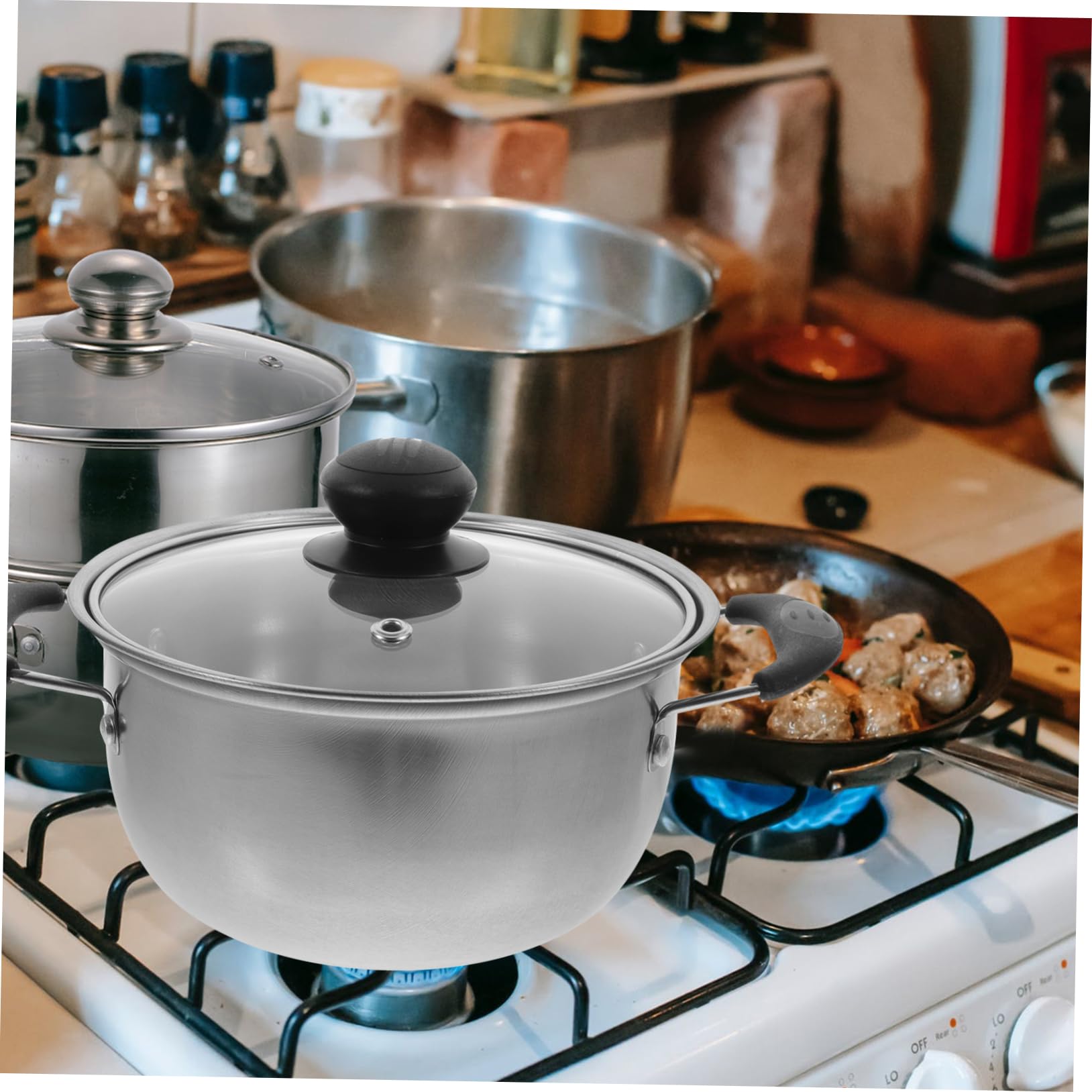 DOITOOL 1.6QT Small Stainless Steel Crock Pot with Lid - Stockpot, Soup Pot, Cooking Pot for Soups, Chili, Pasta, Curries & Stew - Perfect for Home Kitchen, Dorm Cooking & Camping Meals