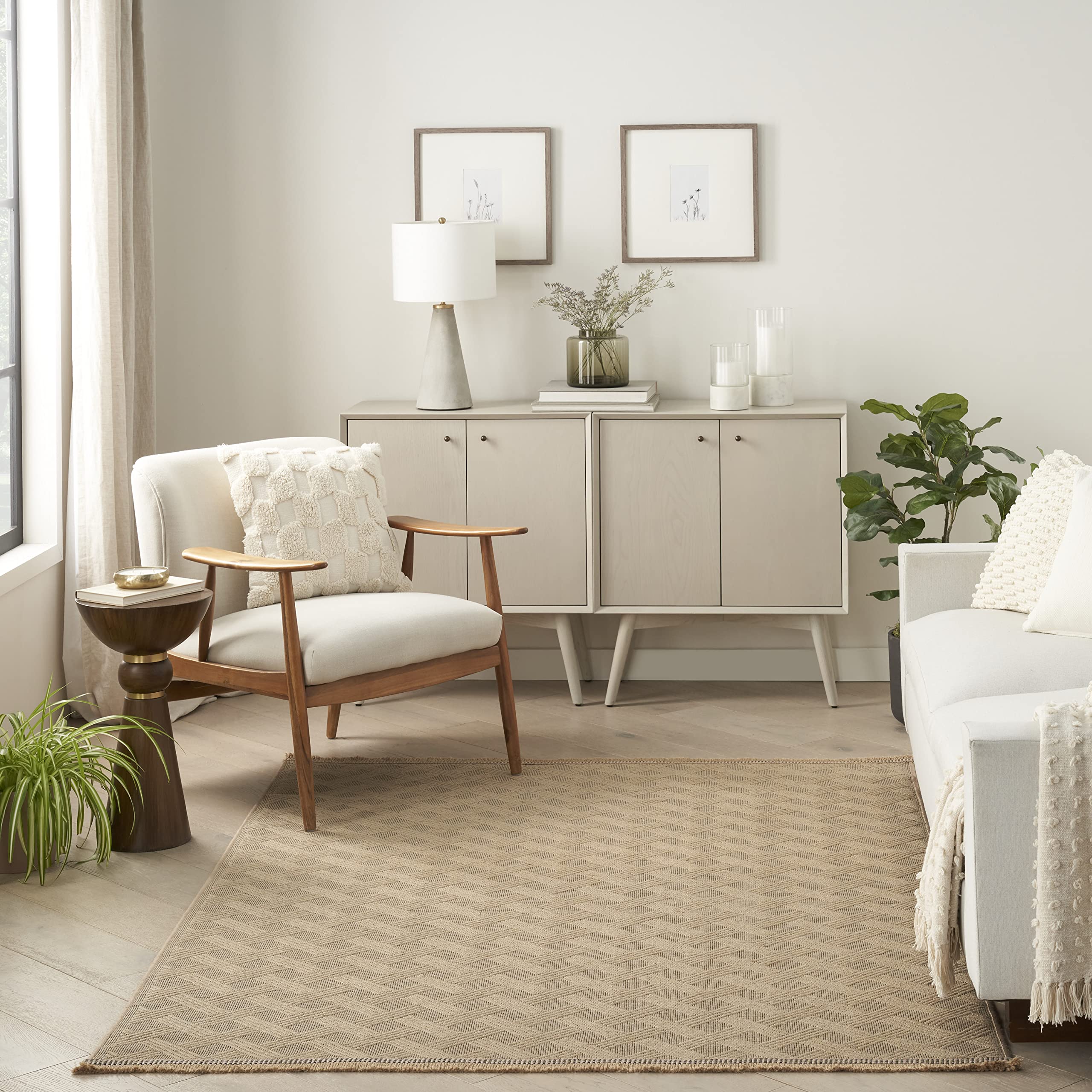 Nourison Washable Jute Geometric Natural 3'11