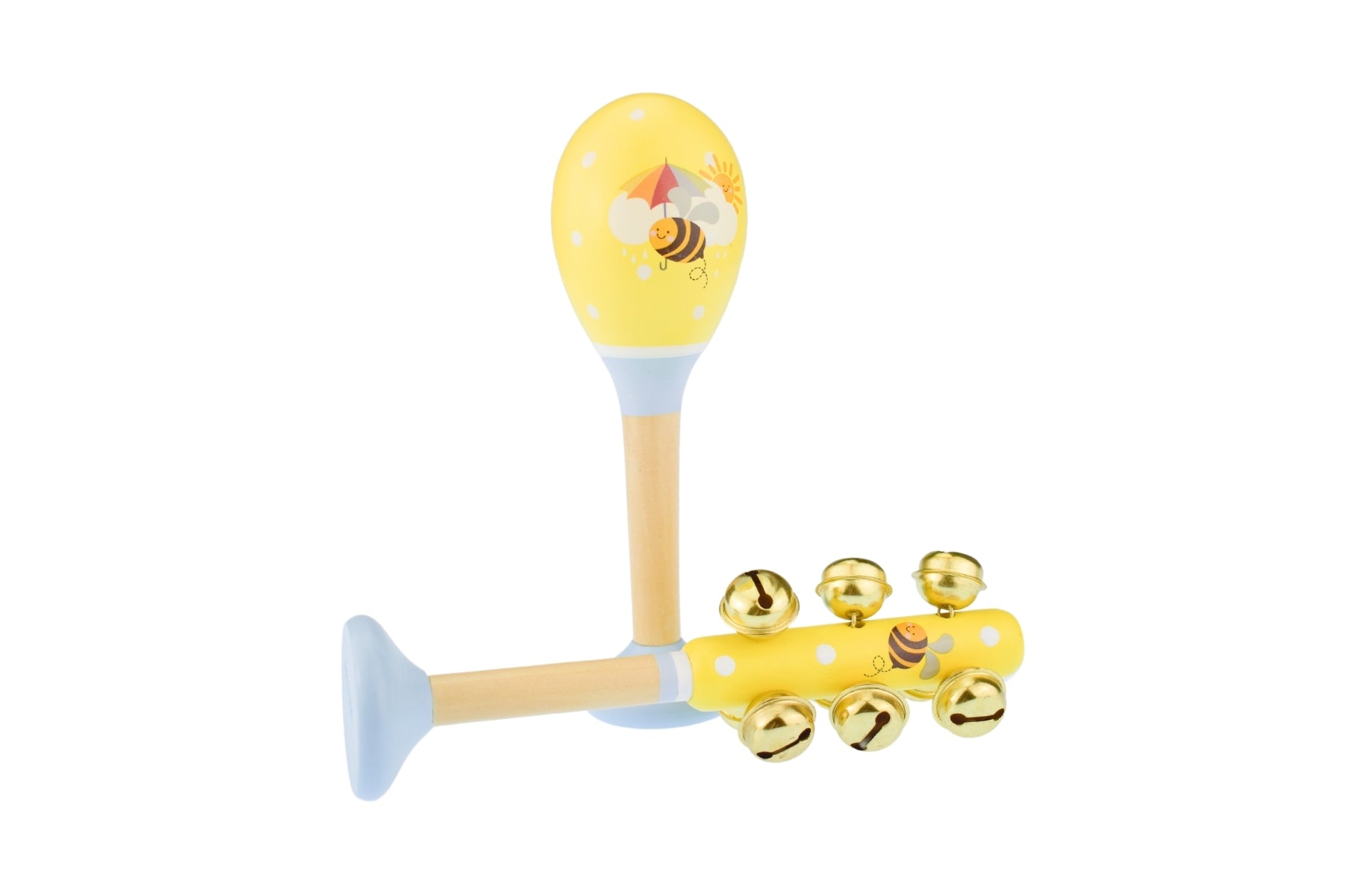 Buzzy Days Jumbo Wooden Jingle Bell Shaker & Maraca Music Set - Premium Musical Instruments for Kids & Adults - Perfect for Christmas, Classroom, Parties & Music Therapy