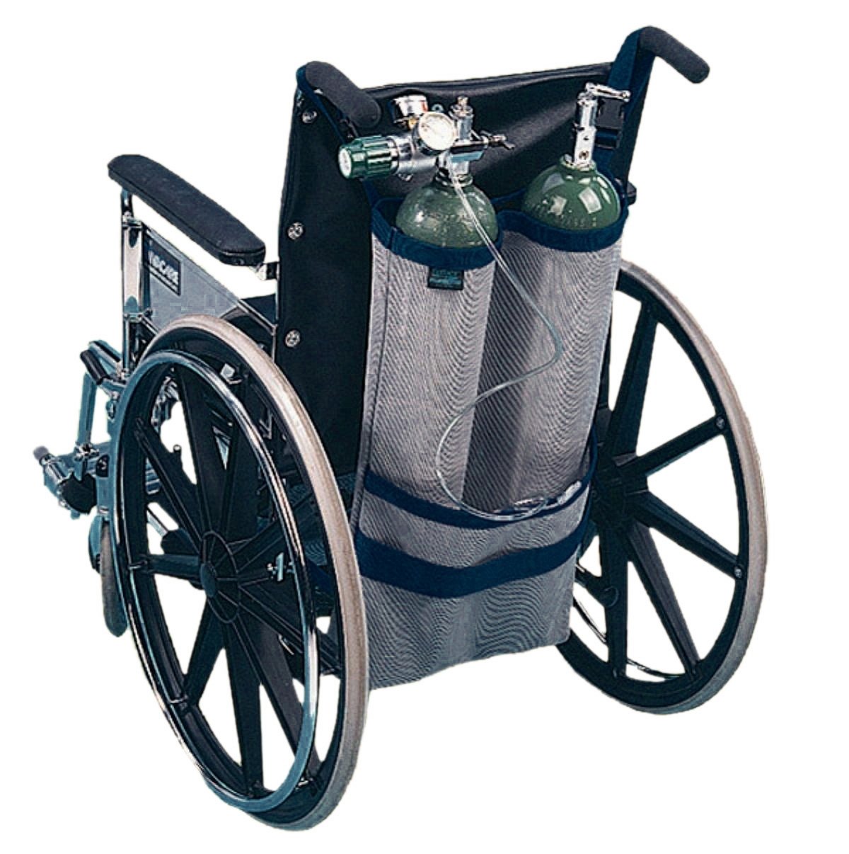 EZ-ACCESS Wheelchair Dual Oxygen Tank Carrier - Compatible with D & E Cylinders - Secure Medical Oxygen Holder for Mobility Scooters & Wheelchairs - Ideal for Home Care & Outdoor Use