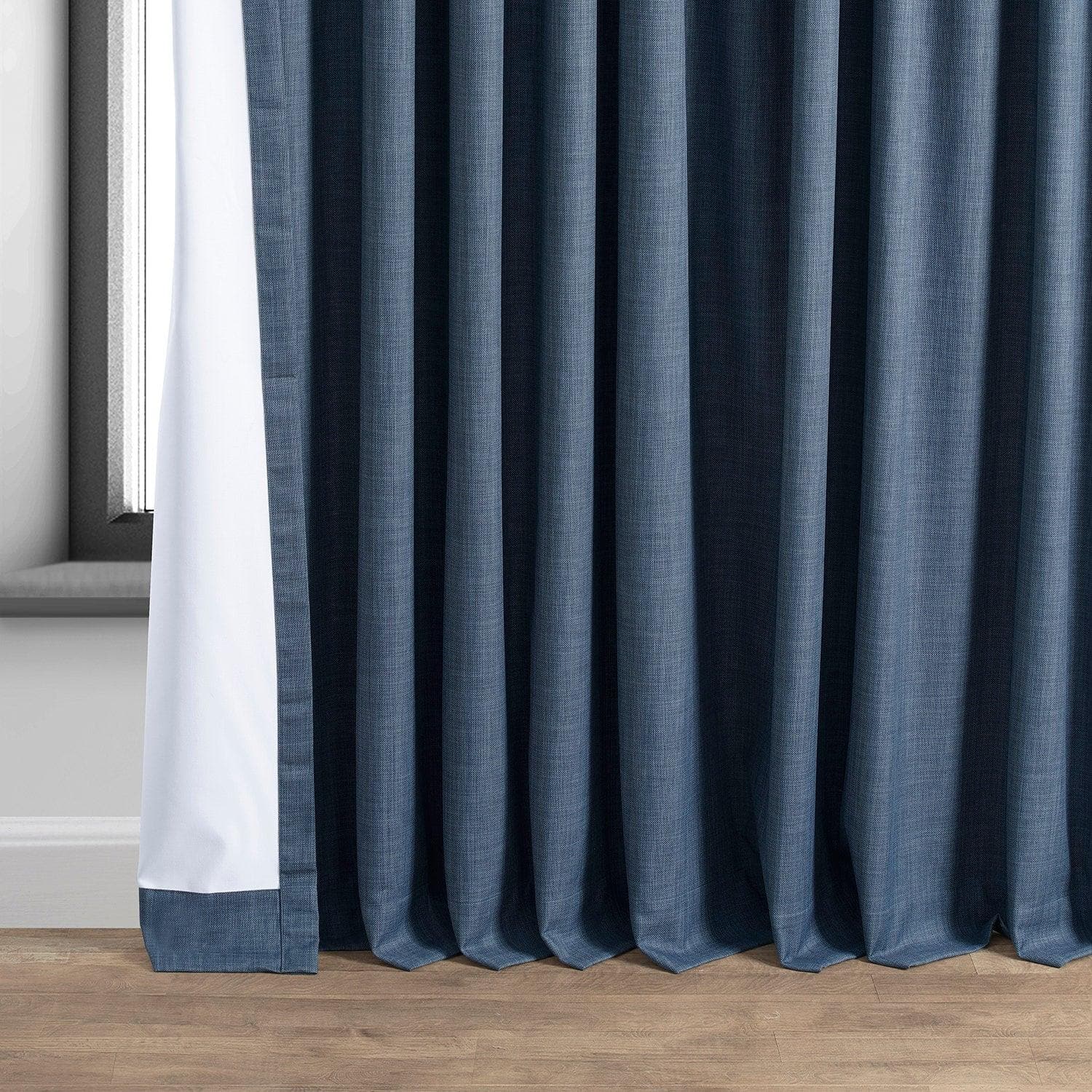 Premium Dark Blue Extra Wide Blackout Curtains - Thermal Insulated Linen Hotel Drapes for Bedroom, Living Room & Home Theater (90