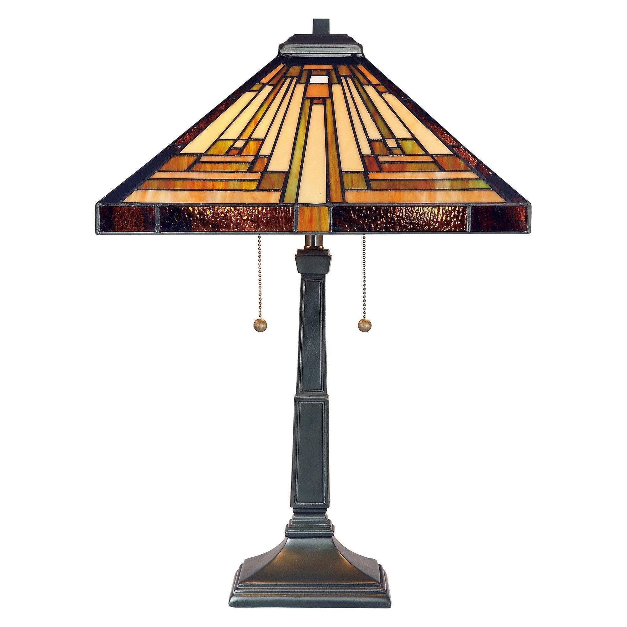 Quoizel Tiffany Stephen Table Lamp - Vintage Stained Glass LED Desk Light for Living Room, Bedroom & Office Decor