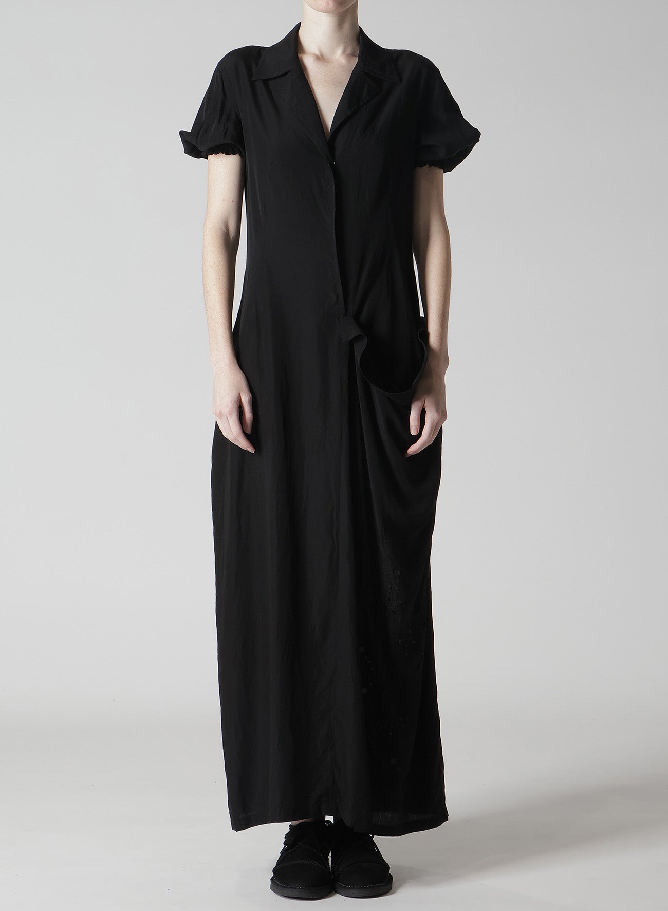 Cupro Dungaree Baller Lace Left Side Gathered Dress - Elegant Women's Party & Wedding Guest Dress