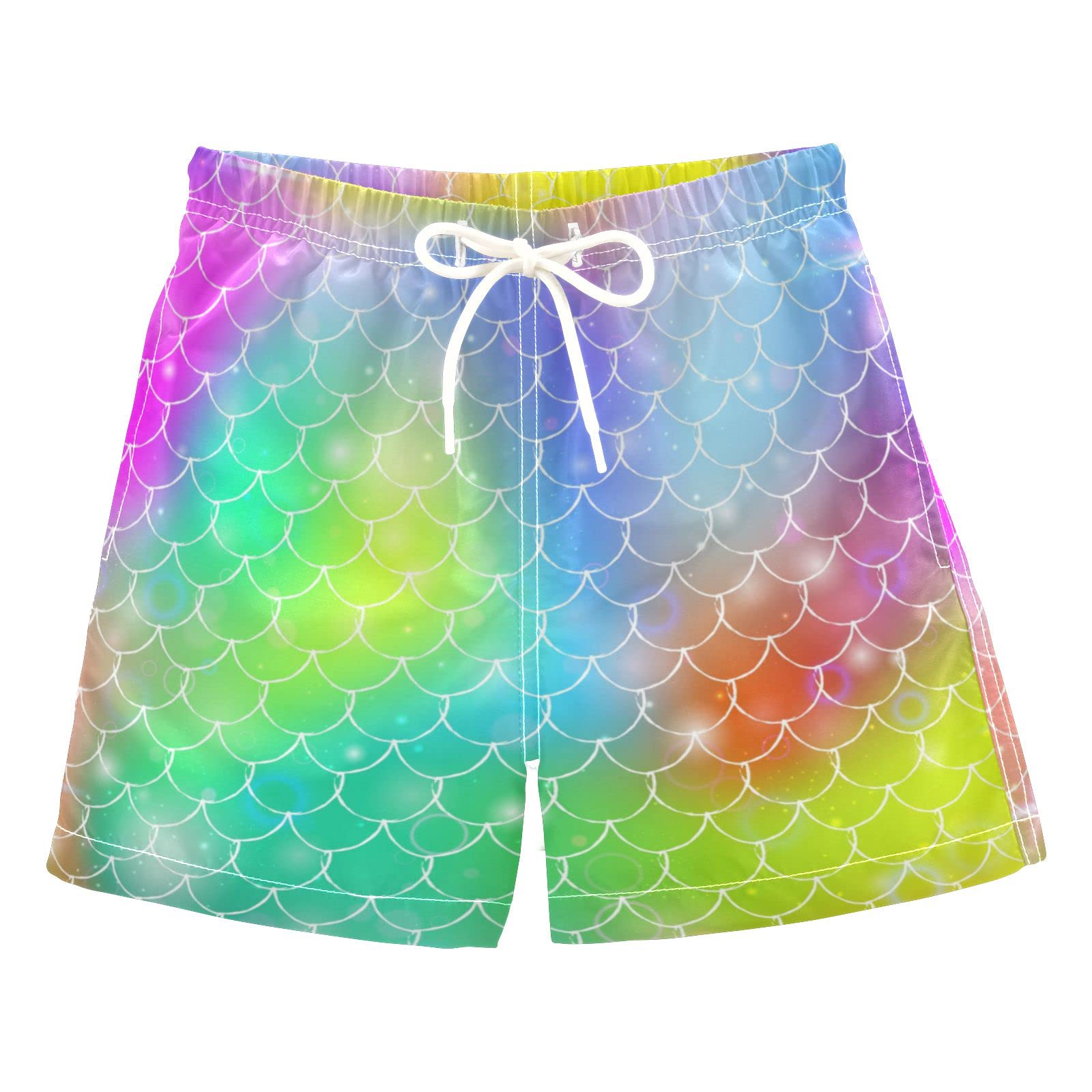 Susiyo Rainbow Mermaid Scales Boys Swim Trunks - Quick Dry Beach Board Shorts for Toddlers | Perfect for Pool, Beach & Summer Water Activities