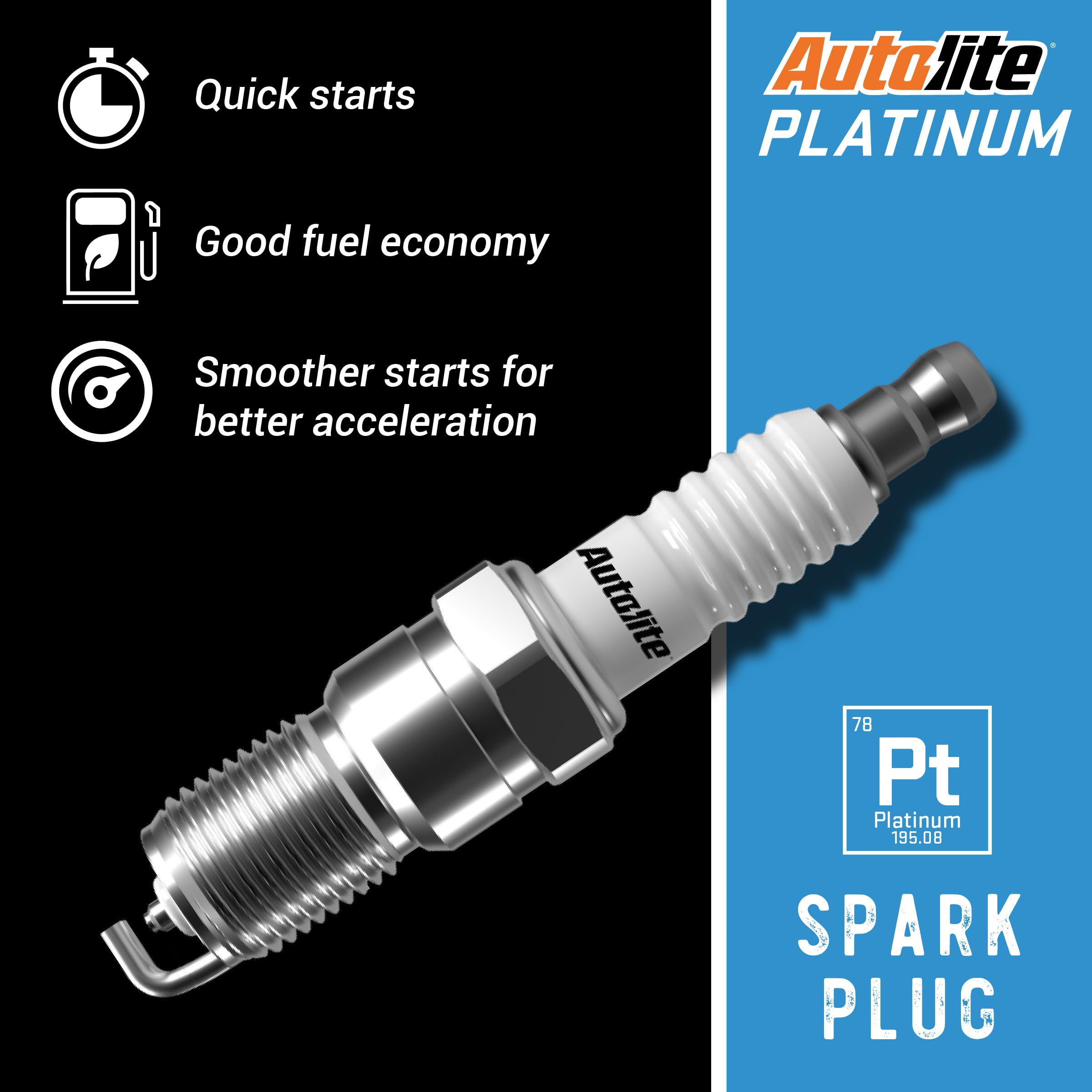 Autolite Platinum AP5426 Spark Plugs - 4 Pack | High Performance Iridium Spark Plugs for Cars, Trucks & SUVs | Improved Fuel Efficiency & Engine Power | Perfect for Daily Commuting & Road Trips