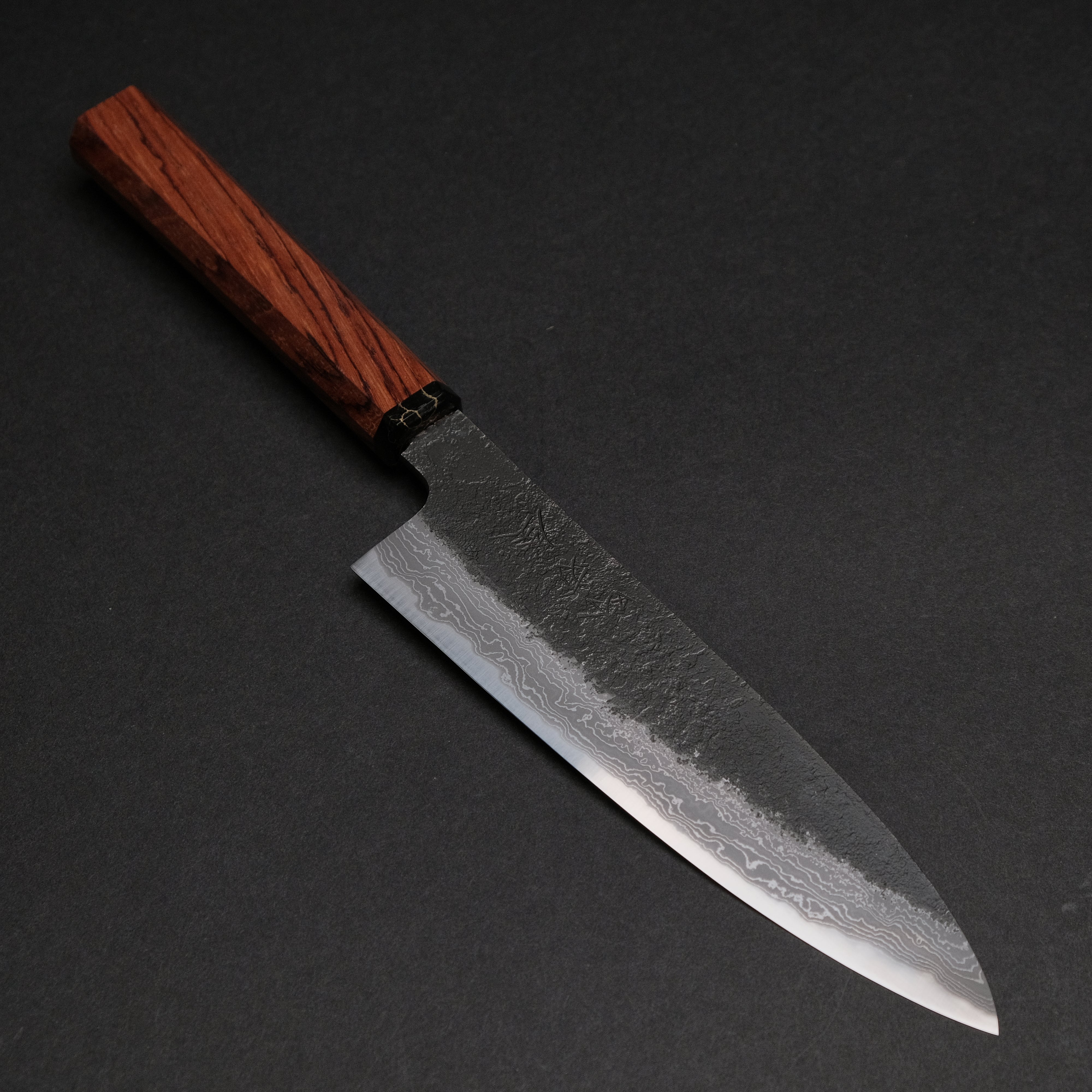 Premium Ajikataya White #2 Nashiji Damascus Petty Knife 150mm with Rosewood & TQP Handle - Perfect for Slicing, Garnishing & Precision Kitchen Tasks (#59)