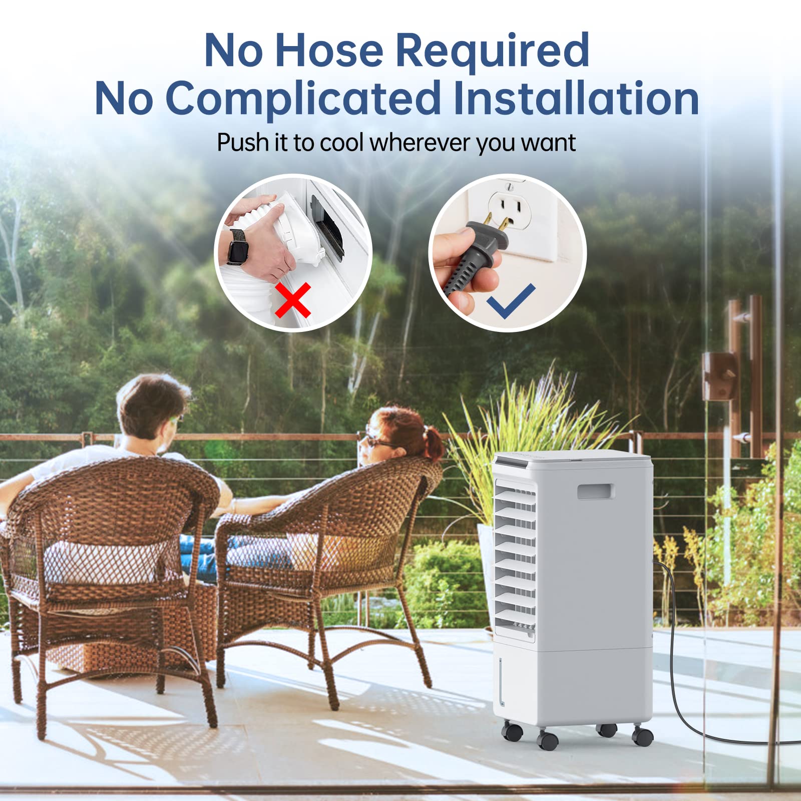 AOLOS 3-in-1 Portable Evaporative Air Cooler with Remote - 3 Speed Settings, 1.85 Gallon Water Tank, 7 Hour Timer & 40° Oscillation - Ultra Quiet Cooling Fan for Home, Office & Bedroom - Perfect for Summer, Hot Weather & Indoor Spaces
