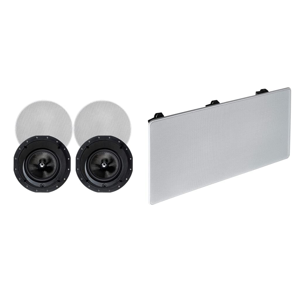 Monoprice 2-Way Carbon Fiber In-Ceiling & In-Wall Speakers - High-Quality Home Theater Audio System for Immersive Movie Nights and Music Listening