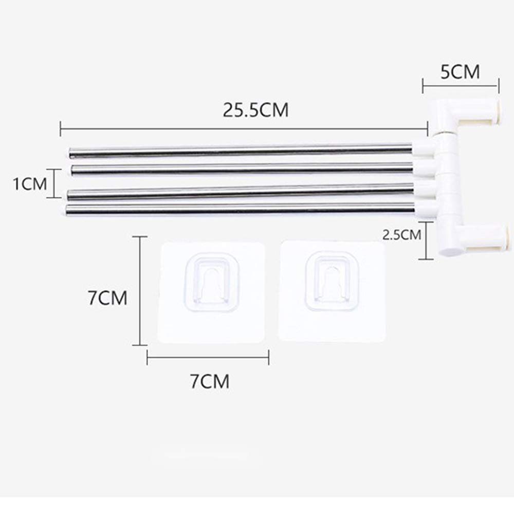 Vrofy 4-Bar Stainless Steel Towel Rack with Adhesive Wall Mount - Space Saving Kitchen & Bathroom Organizer for Hand Towels, Washcloths & Robes