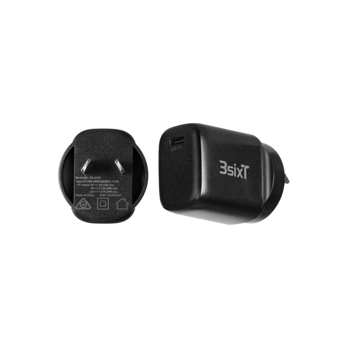 3sixT All-in-One MagSafe Charger with 20W Fast Wall Charger - Black | Wireless Charging Stand for iPhone 12/13/14/15, Perfect for Home, Office & Travel