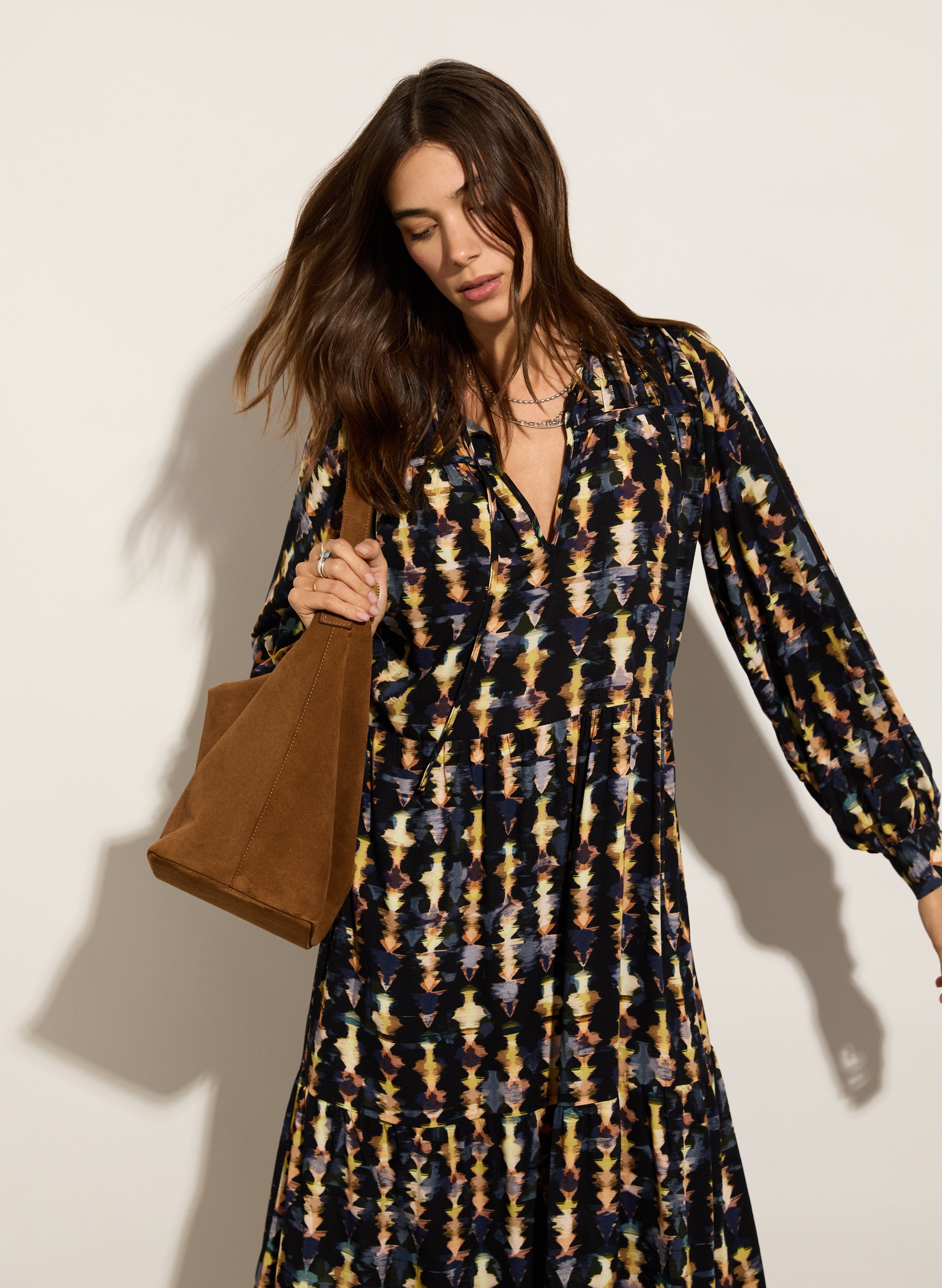 Kalina Floral Printed Midi Dress for Women - Summer Boho Style Flowy Dress with Pockets - Perfect for Beach Vacation, Date Night & Casual Outings